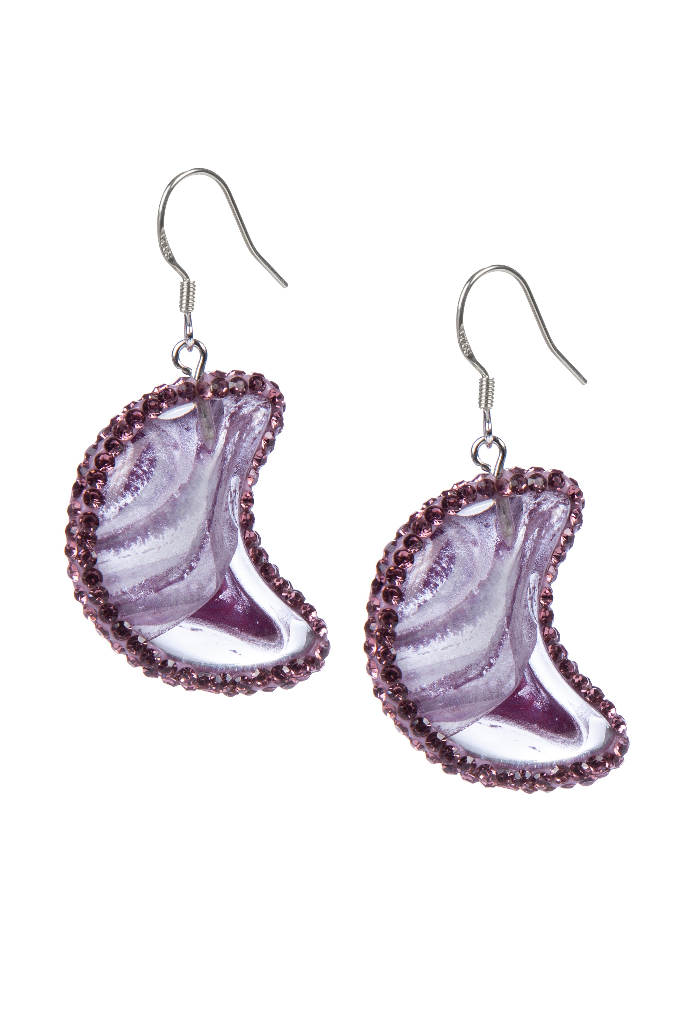 Pendientes de diamantes de imitación en forma de media luna E8545