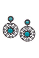 Pendientes de aleación con diamantes de imitación de color turquesa bohemio E8573