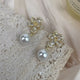 Cubic Zirconia Flower with Glass Pearl Earrings E8692