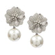 Pearl and Flower Cubic Zirconia Earrings E8737
