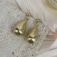 18K Gold Plated Frosted Teardrop Shaped Earrings E8741