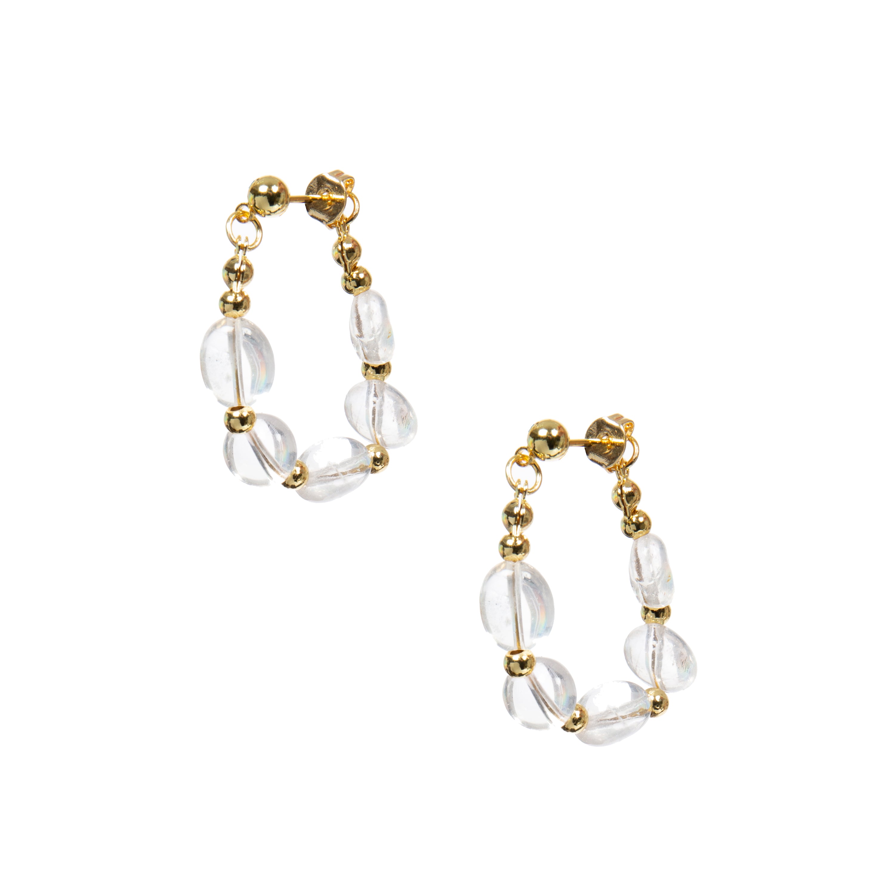 18K Gold Plated Clear Quartz Earrings E8766