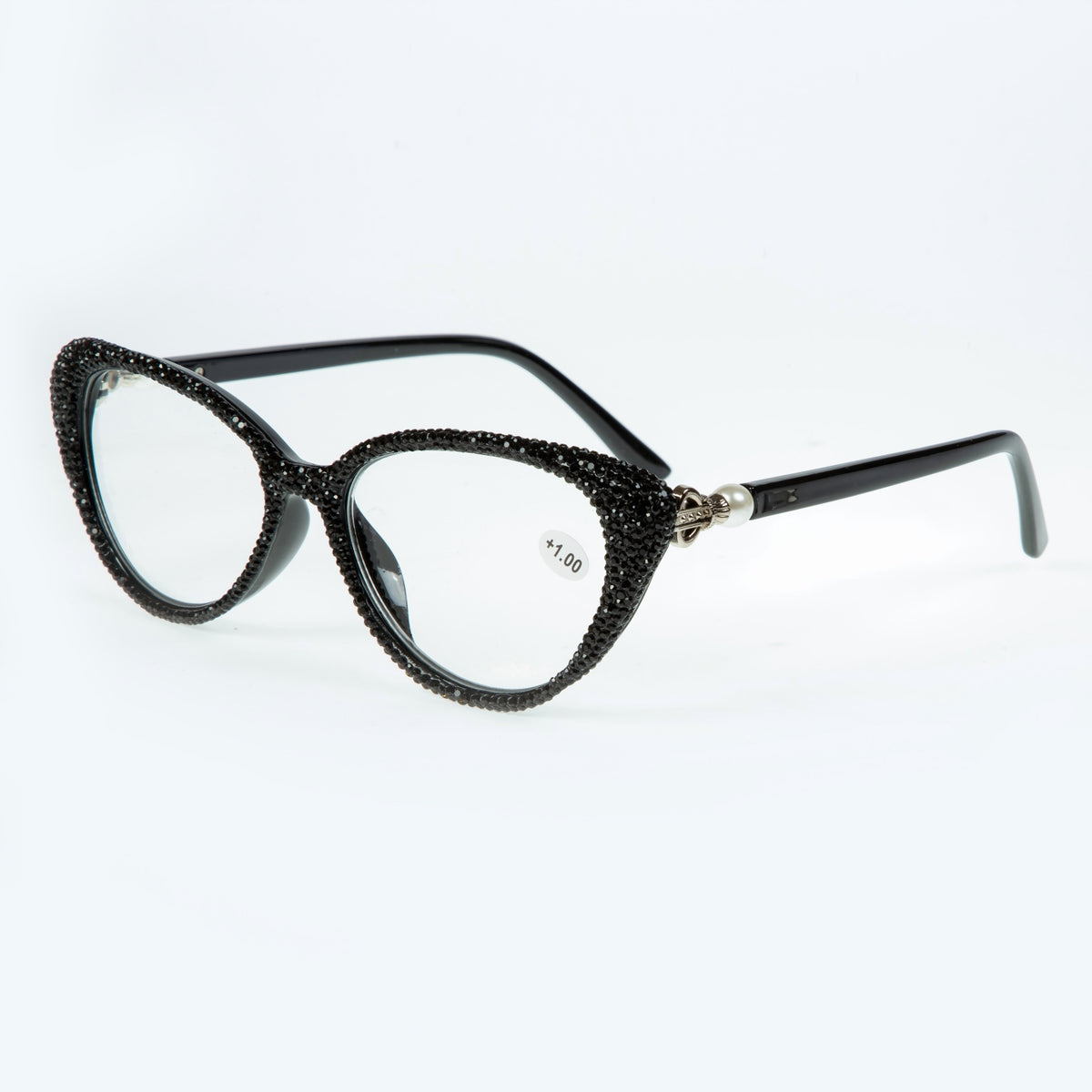 Handmade Rhinestone Cat Eye Reader Glasses G0399 - Black – Ole