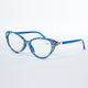 Handmade Rhinestone Cat Eye Reader Glasses G0399-Blue-AB