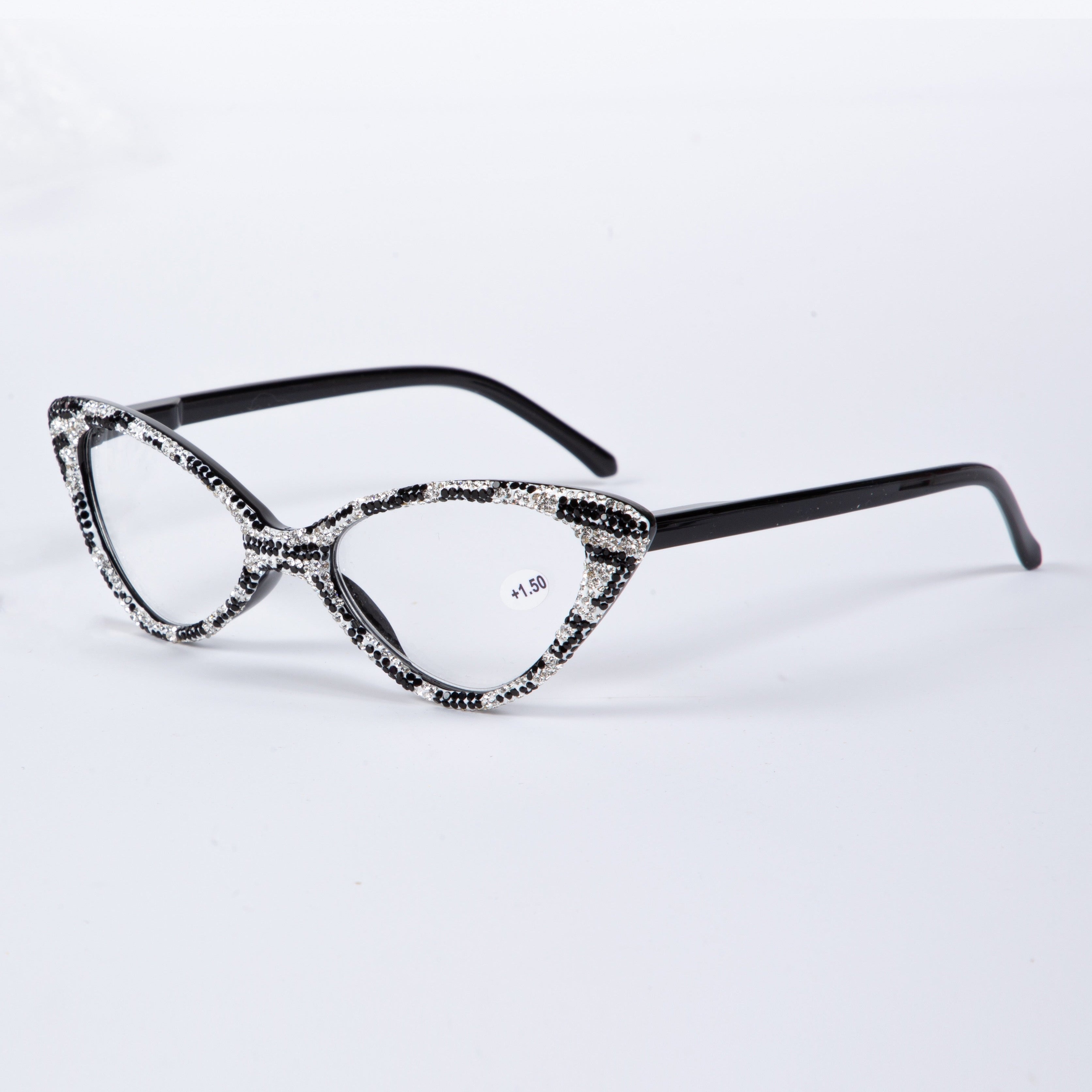 Handmade Rhinestone Cat Eye Reader G0404- White