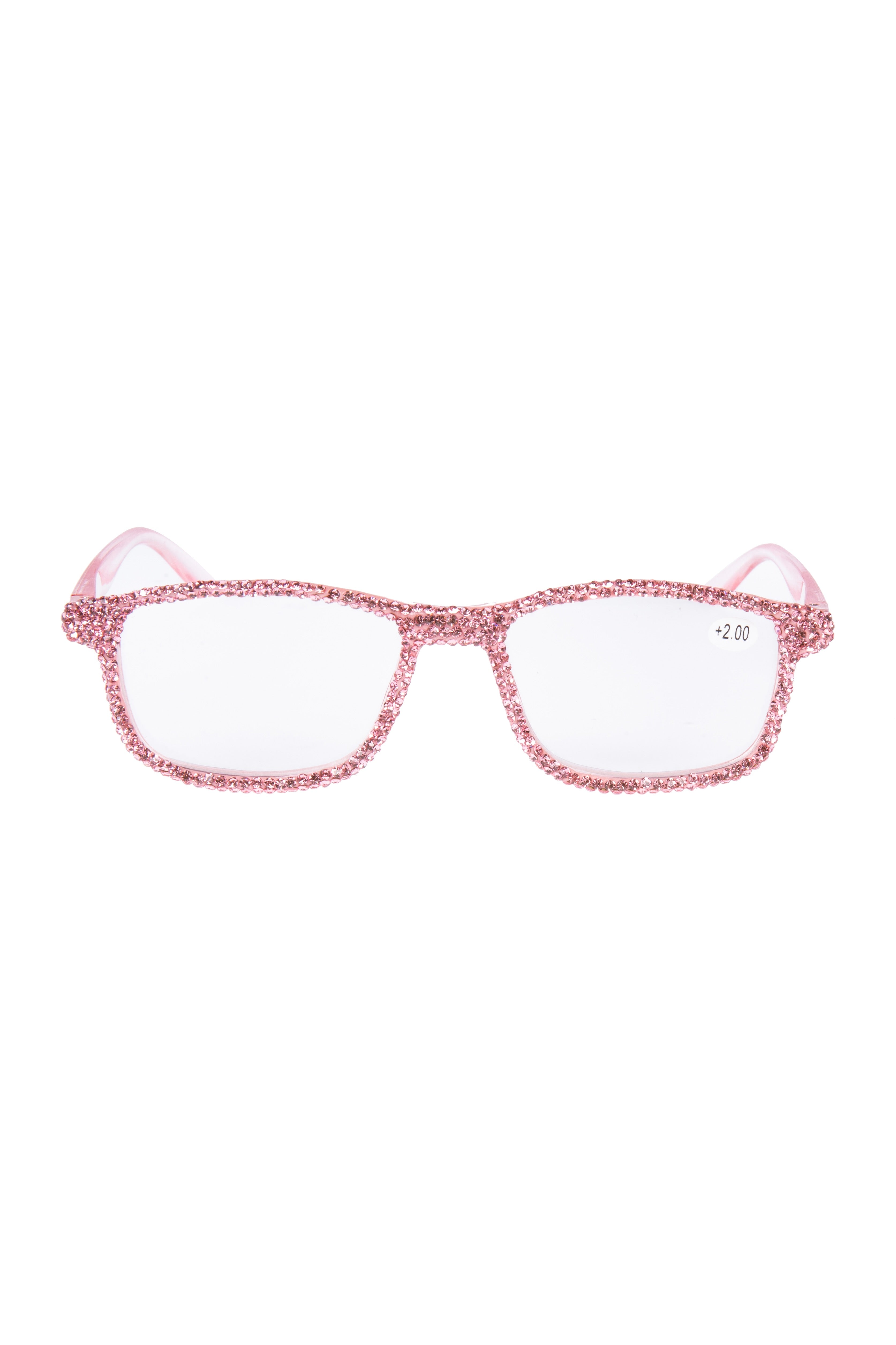 Classic Rhinestone Rectangle Presbyopic Reader G0497 - Pink