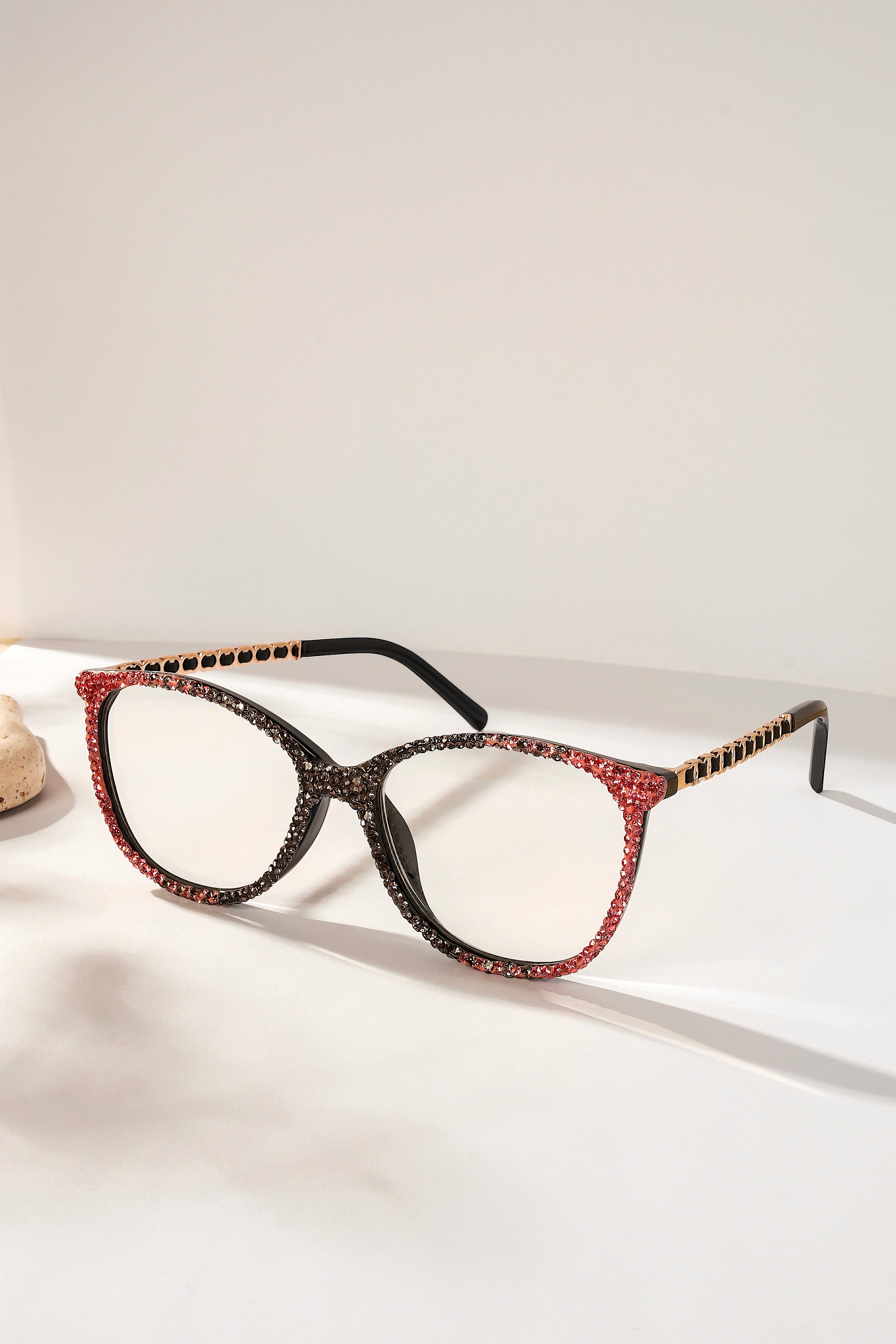Handmade Rhinestone Rectangle Reader Glasses G0572-Pink