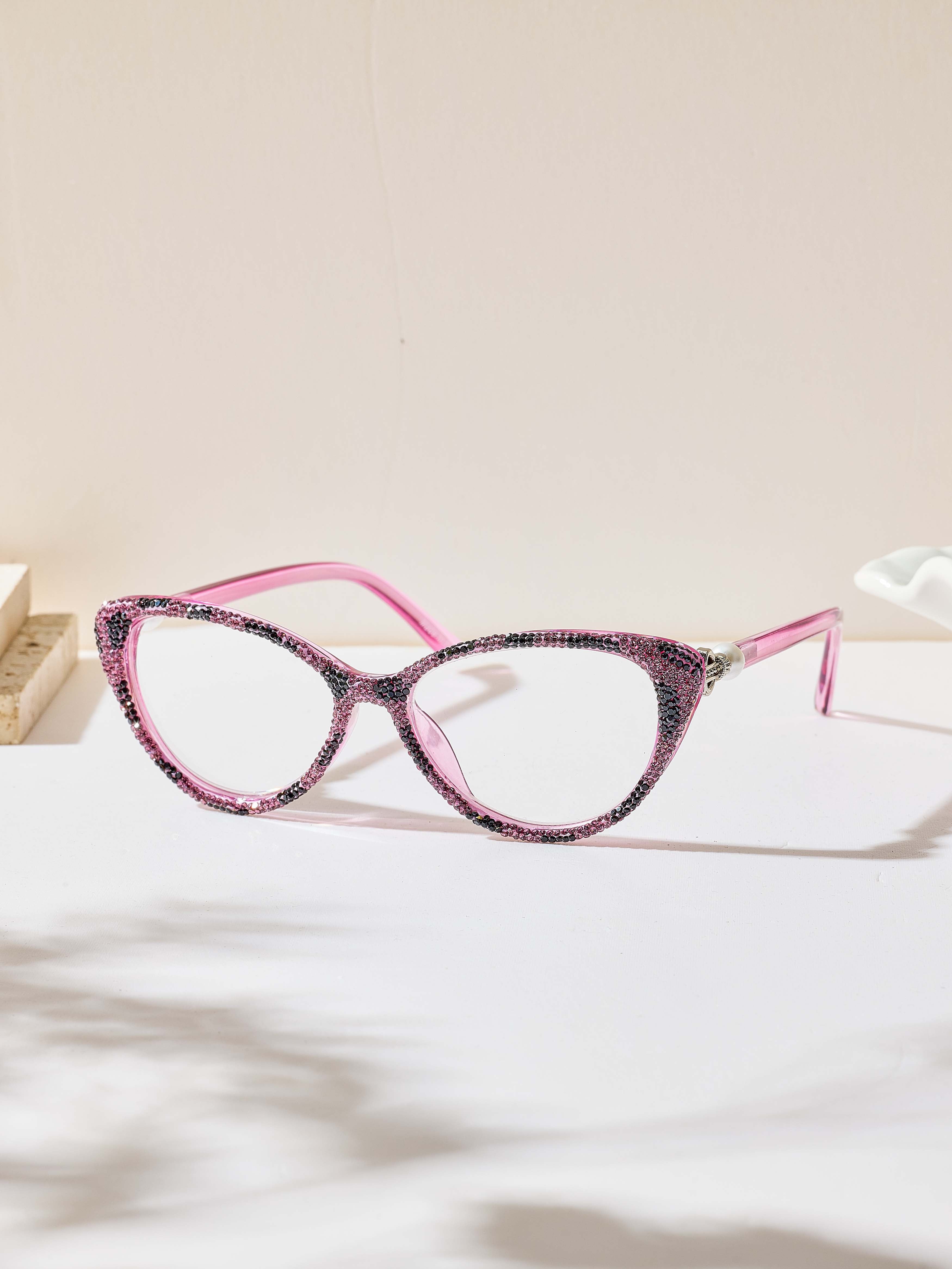 Handmade Rhinestone Cat Eye Reader Glasses G0574-Purple
