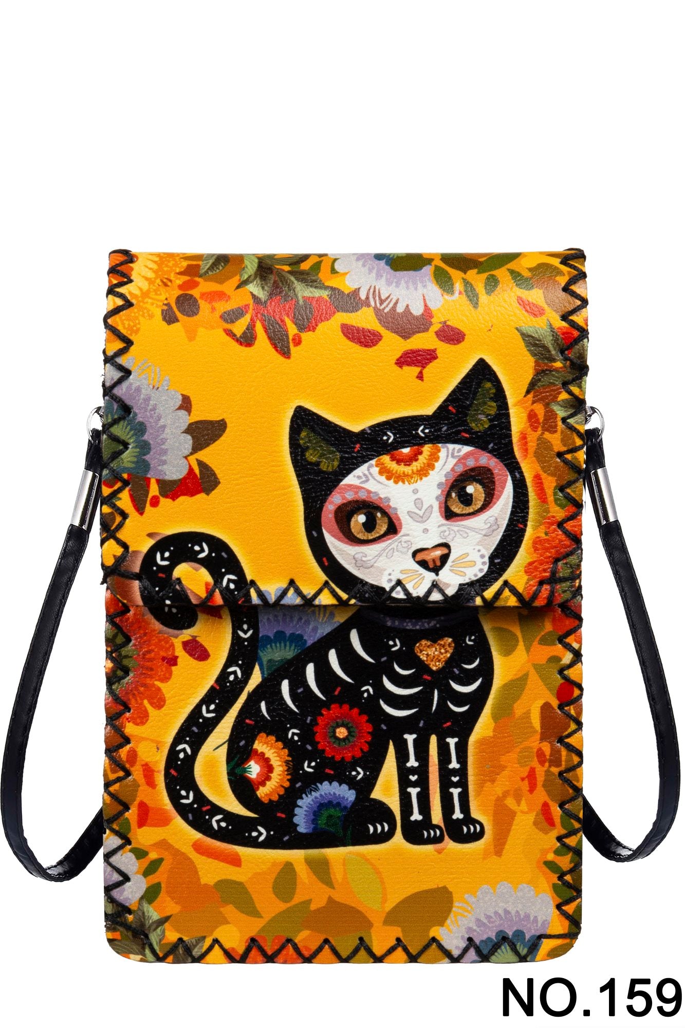 Bandolera Estampada Gato Dia De Los Muertos HB0580 - NO.159