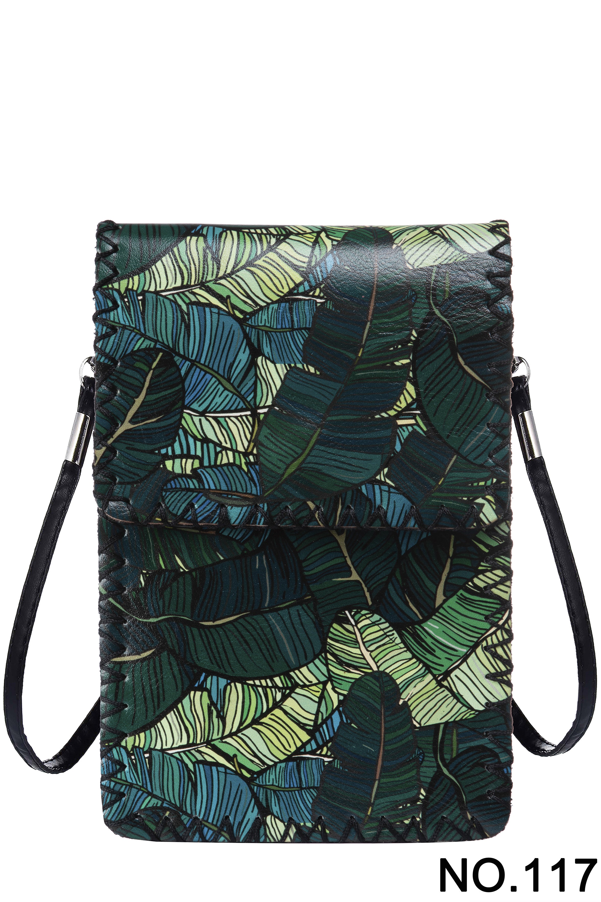 Leaves Print Hand Stitch Crossbody Bag HB0580-117
