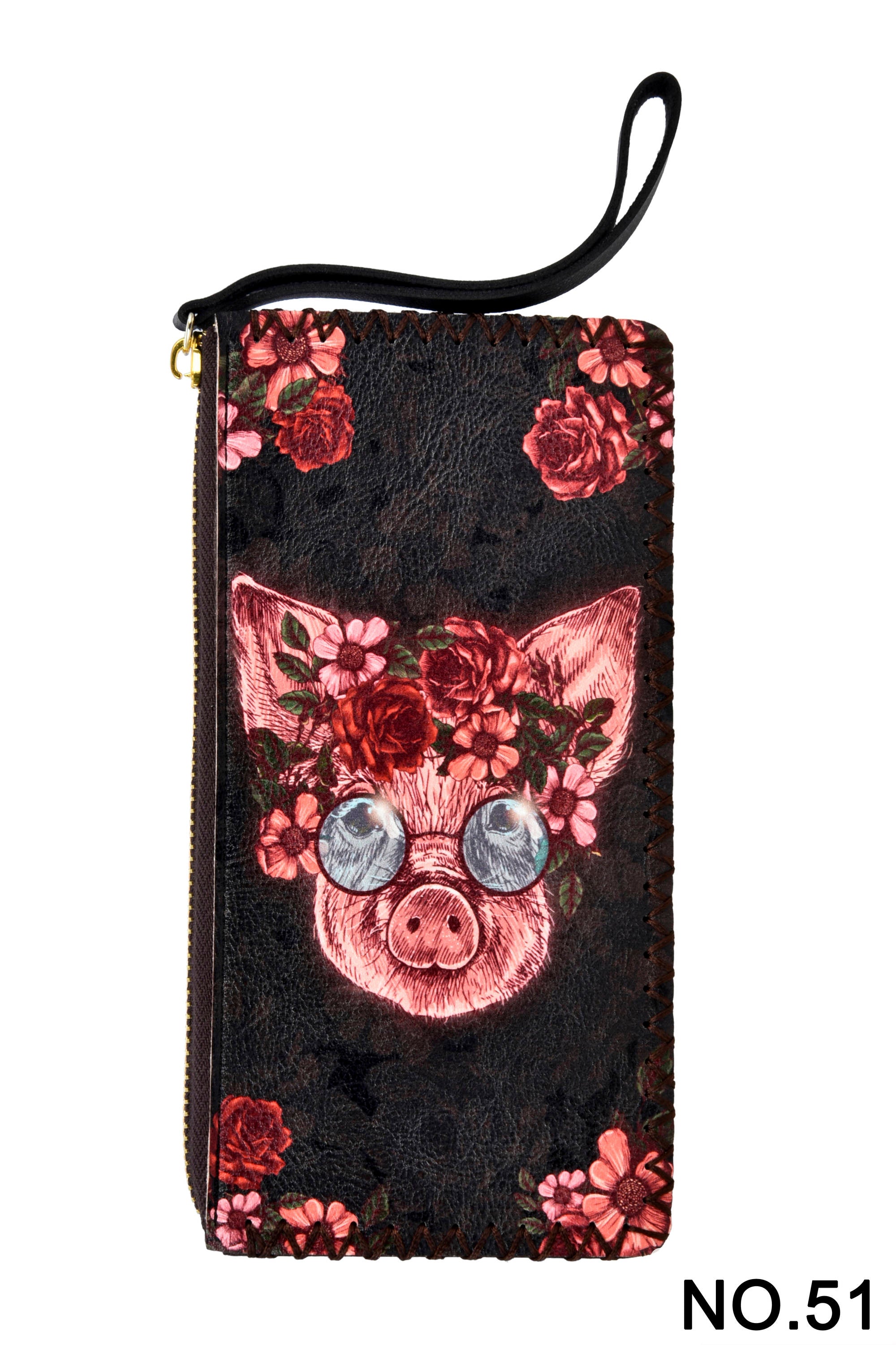 Floral Pig Printed Wristlet HB0581 - NO.51
