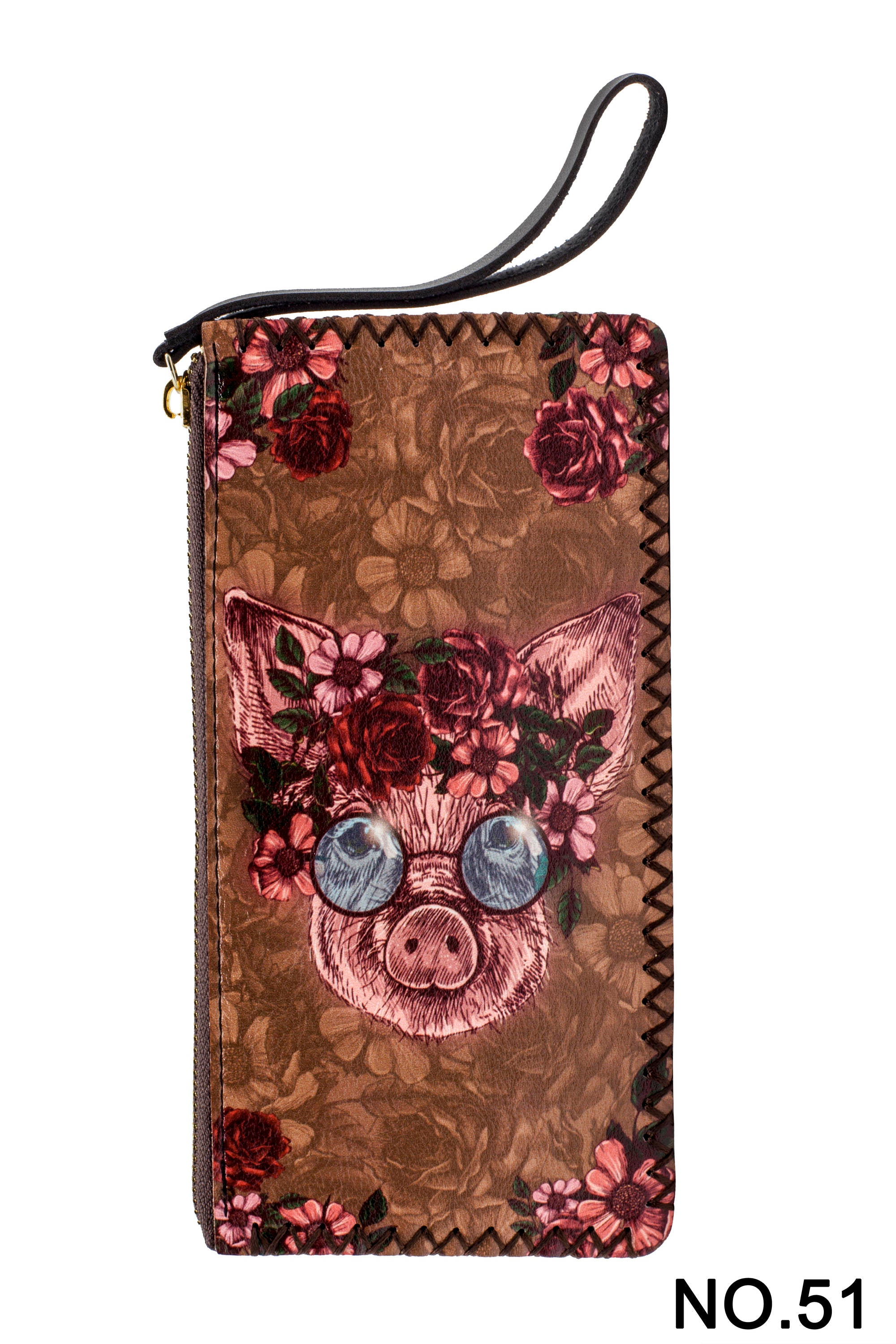 Floral Pig Printed Wristlet HB0581 - NO.51