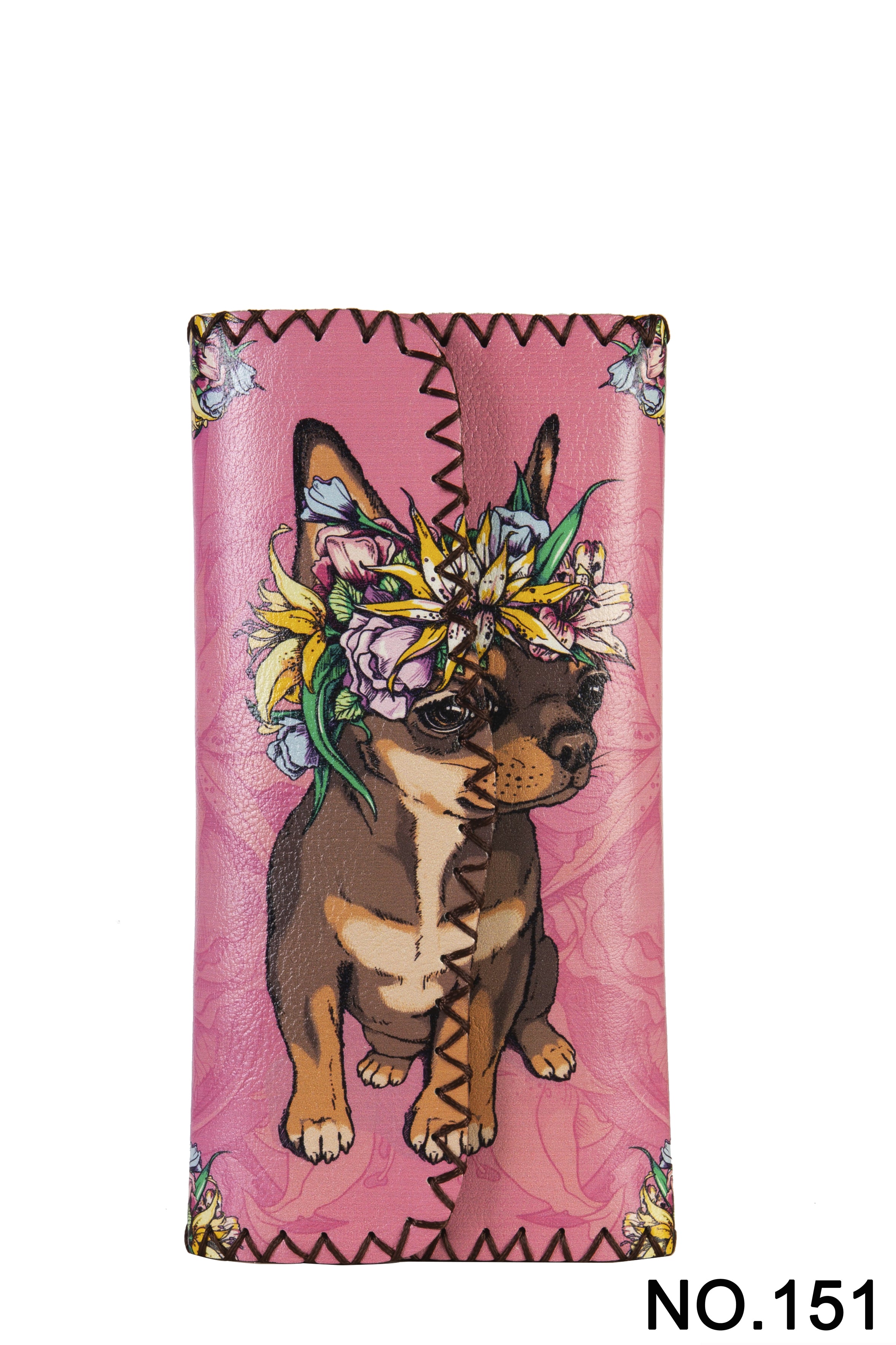 Chihuahua Dog Print Hand Stitch Wallet HB0582 - NO.151