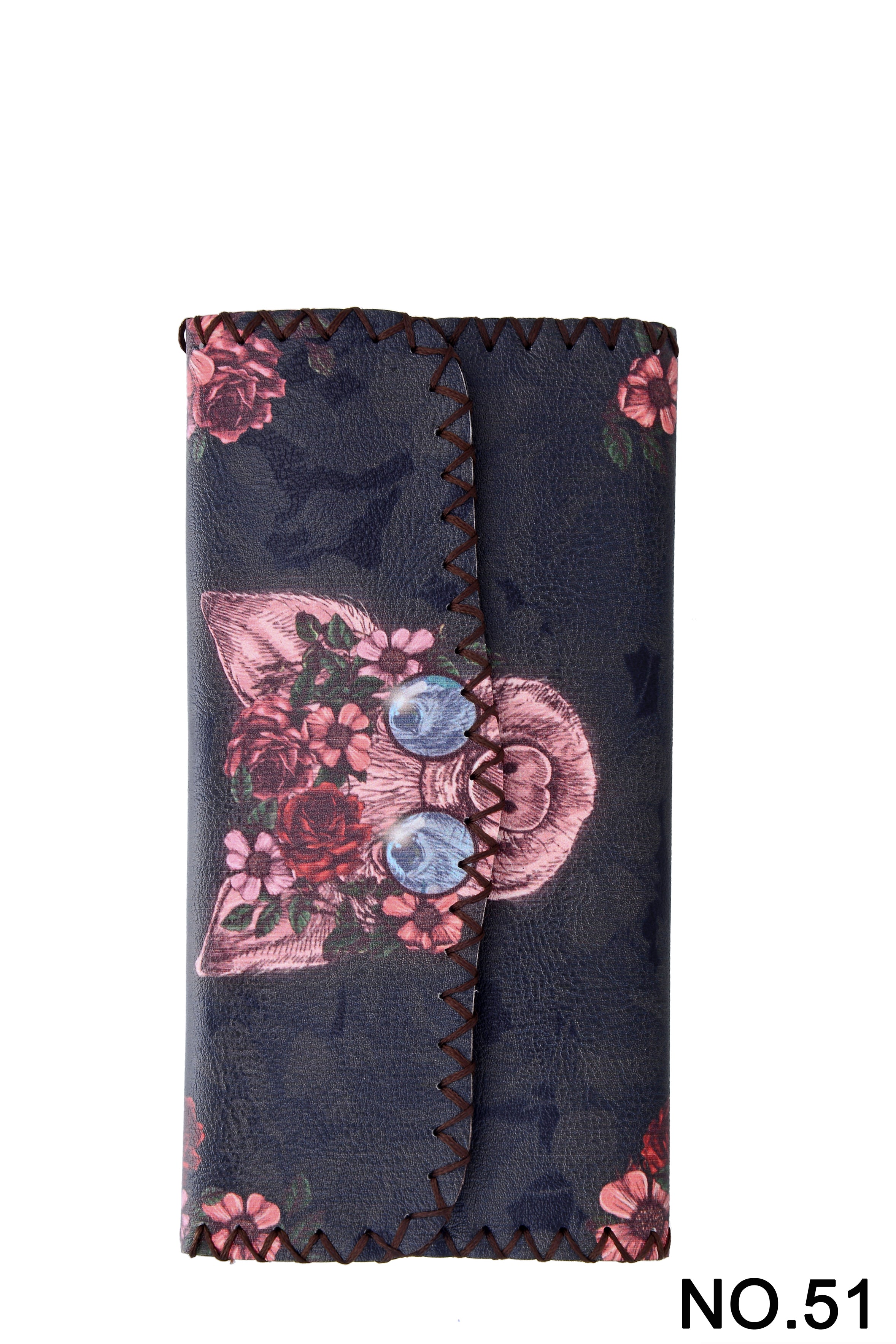 Floral Pig Print Hand Stitch Wallet HB0582 - NO.51