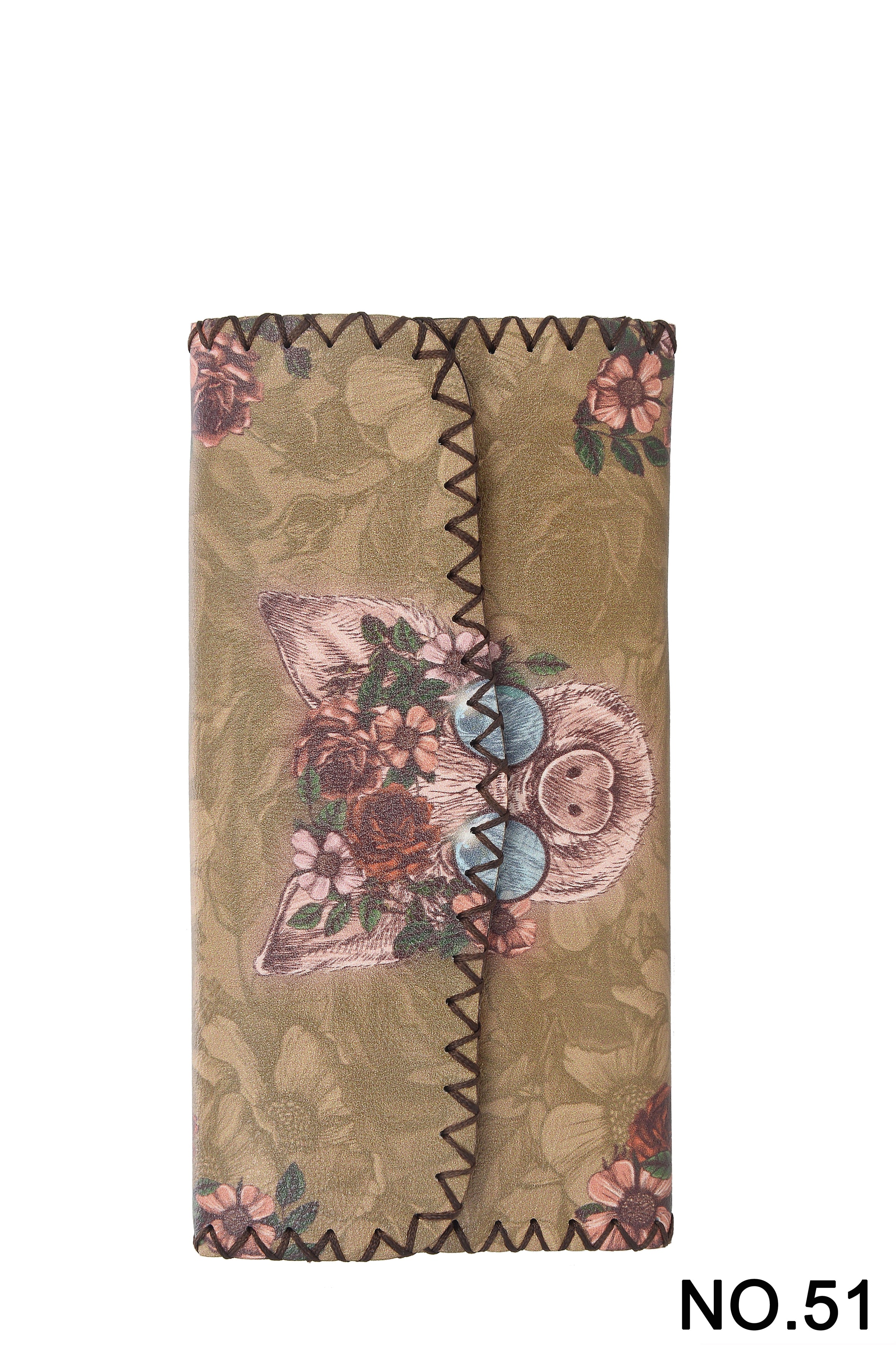 Floral Pig Print Hand Stitch Wallet HB0582 - NO.51