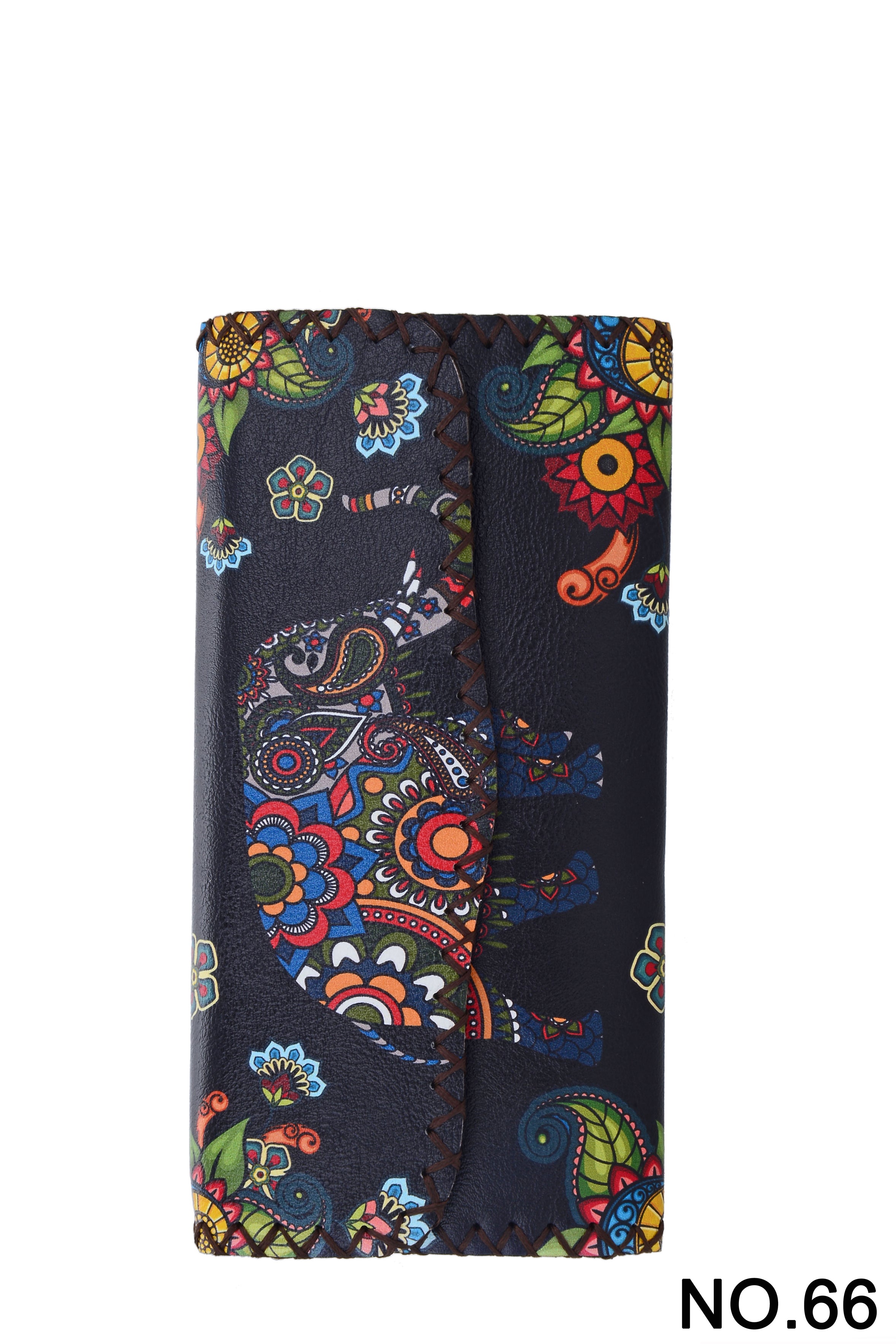 Floral Elephant Print Hand Stitch Wallet HB0582 - NO.66