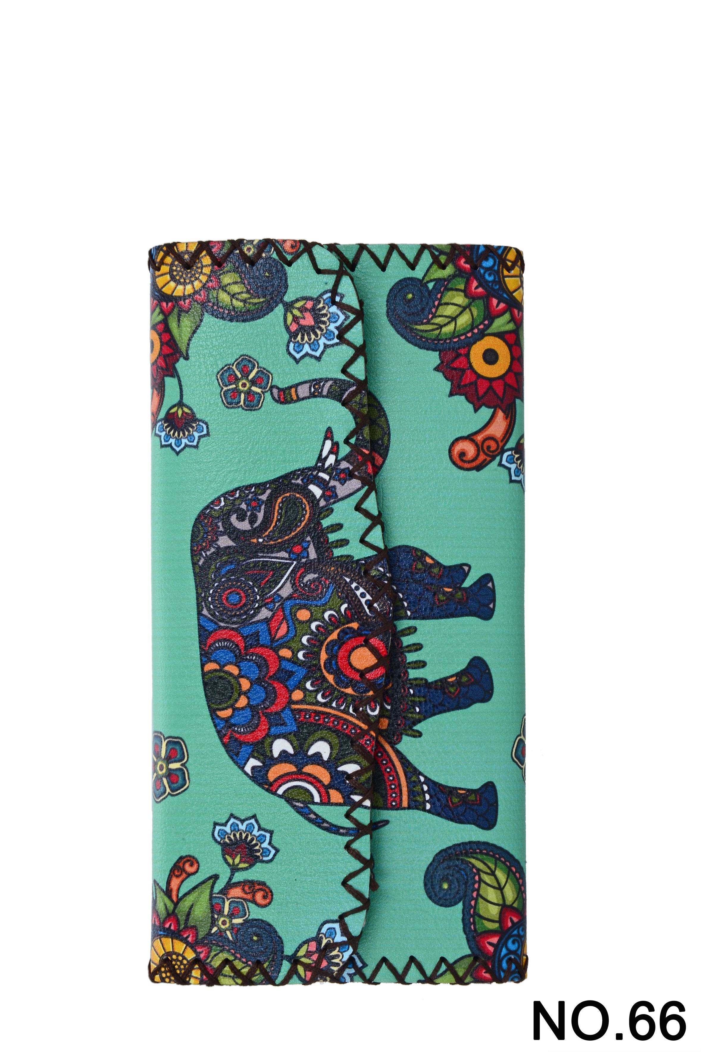 Floral Elephant Print Hand Stitch Wallet HB0582 - NO.66