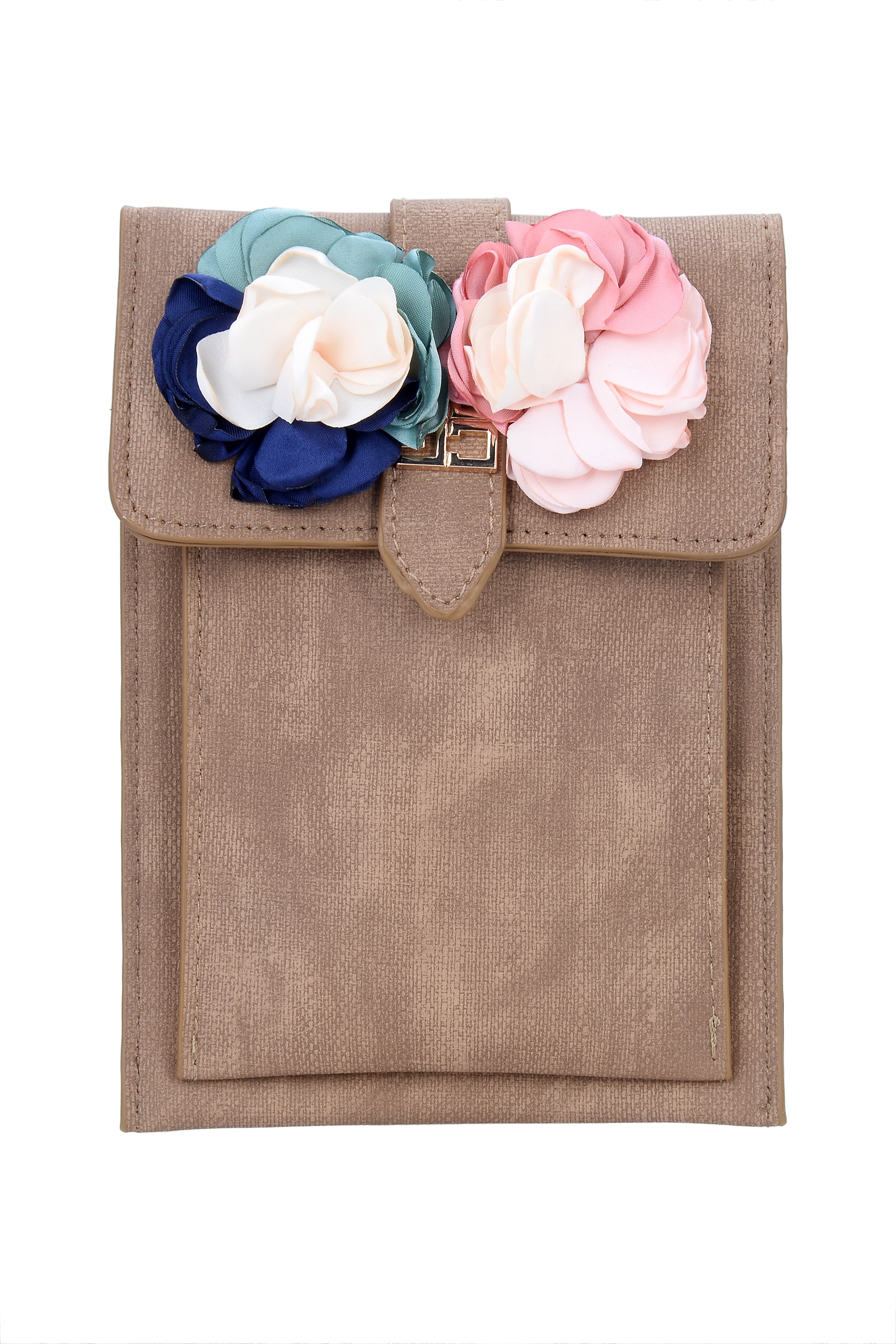 Bolso de mano con hebilla de metal y piel sintética con diseño de flores HB0647