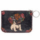 Floral Pug Print Hand Stitch Coin Purse HB0665 - NO.52