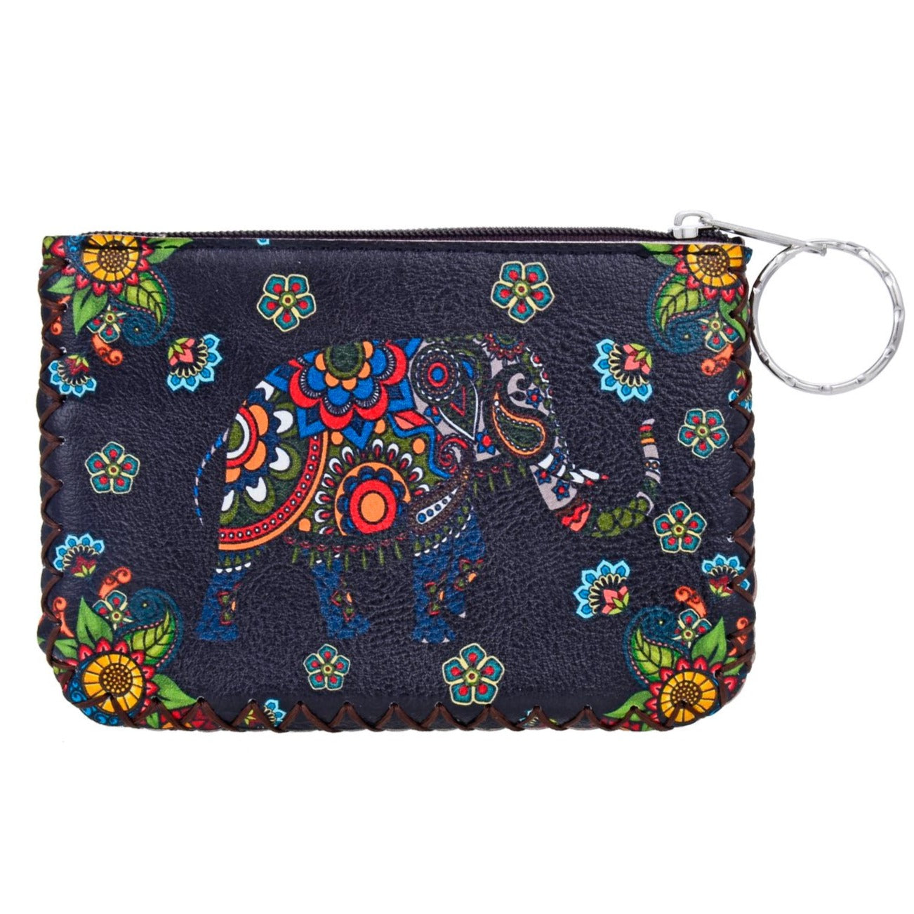 Floral Elephant Print Hand Stitch Coin Purse HB0665 - NO.66 – Ole
