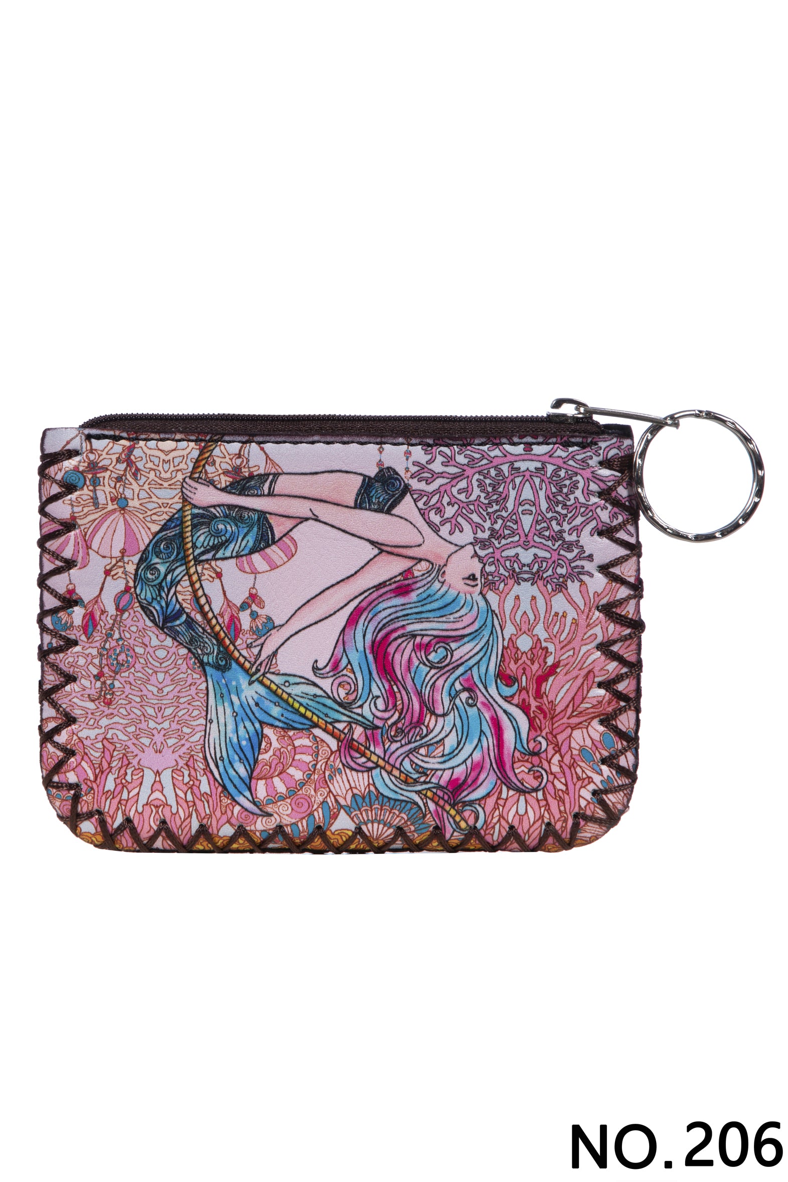 Mermaid Print Hand Stitch Coin Purse HB0665-NO.206