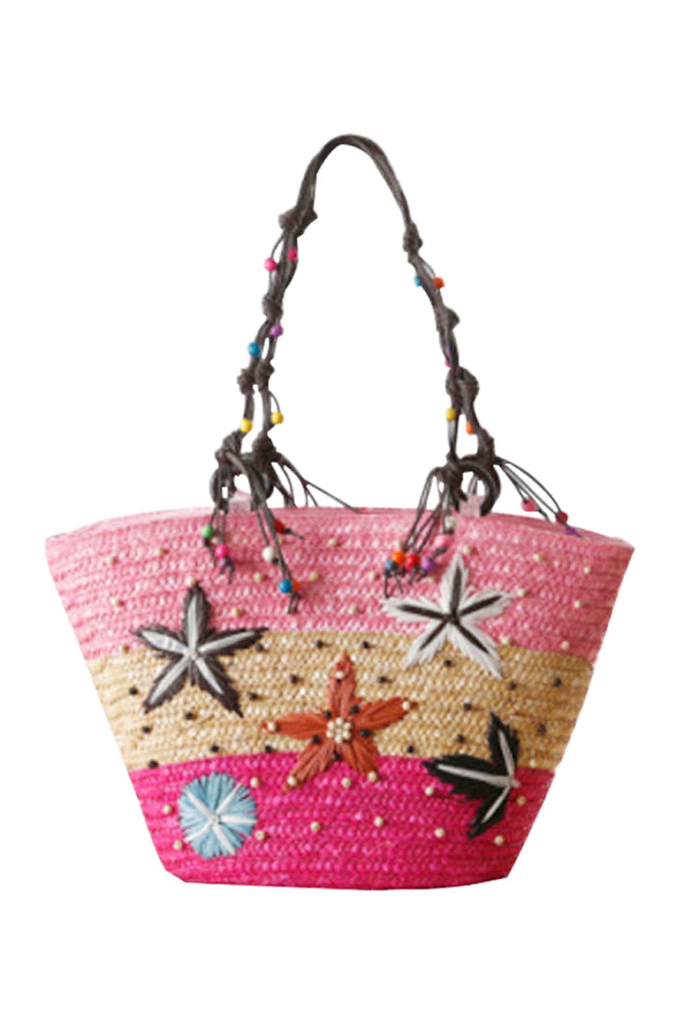 Bolsas de mano tejidas con motivos de peces marinos HB0740