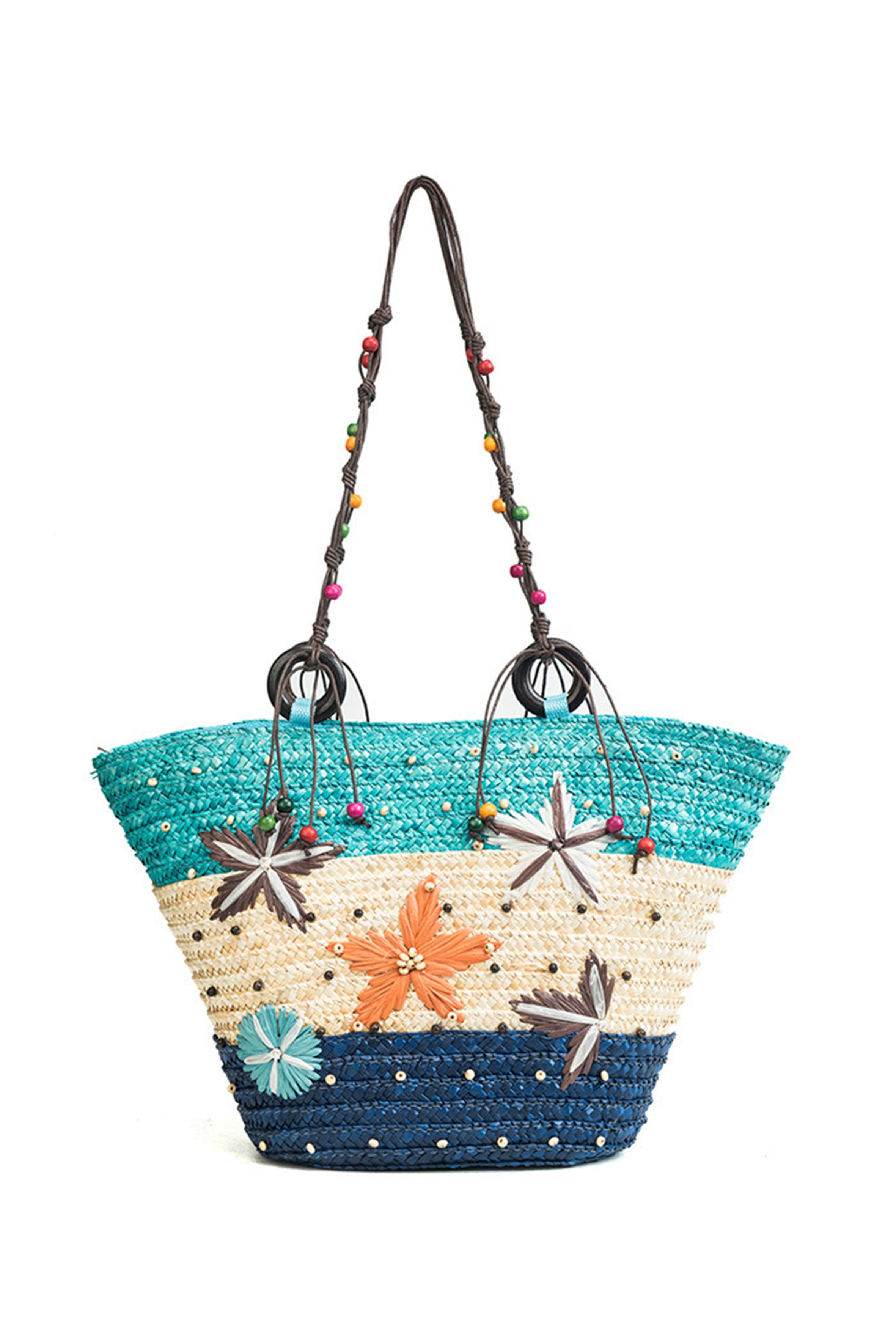 Bolsas de mano tejidas con motivos de peces marinos HB0740