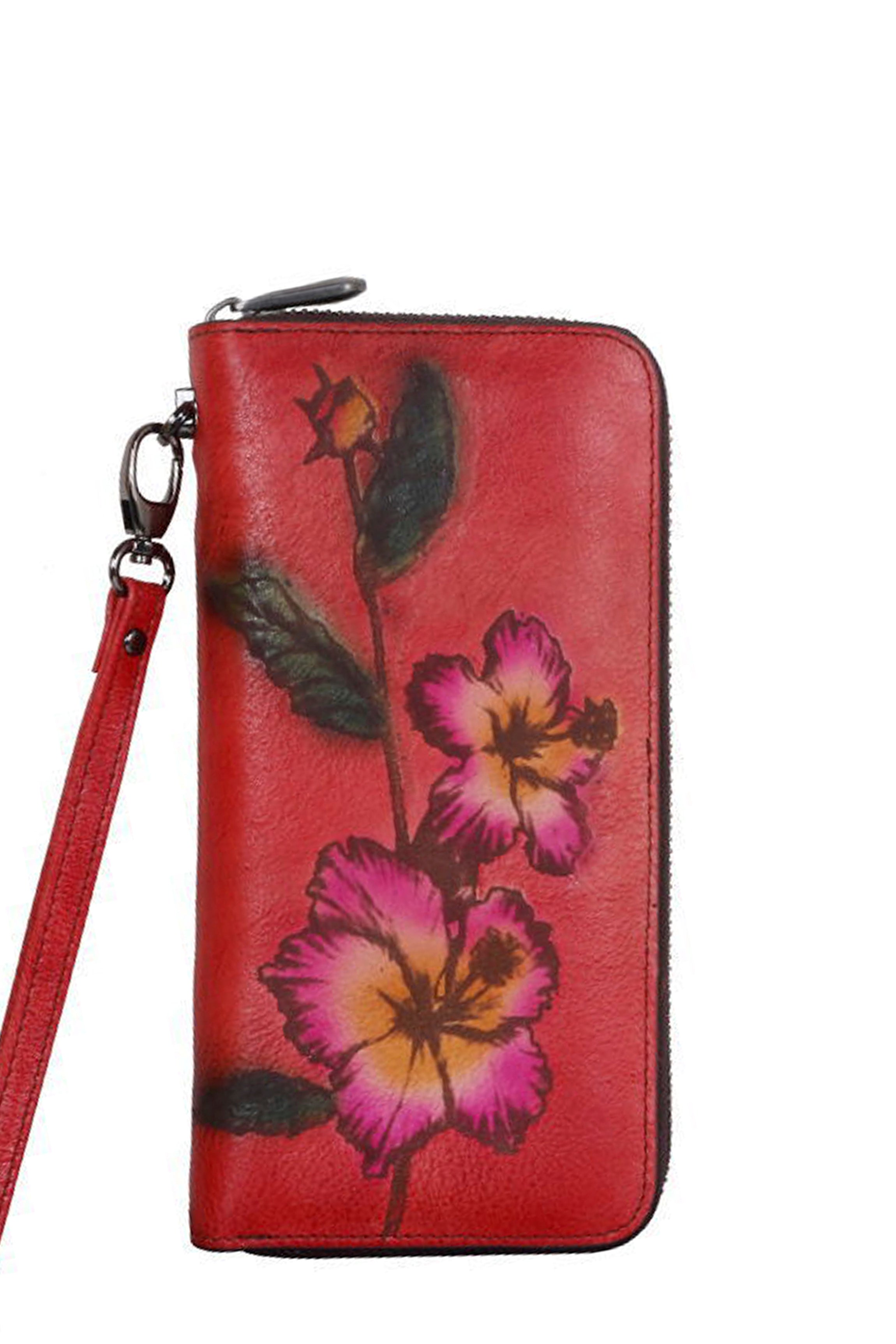 Pulseras de piel auténtica con estampado floral de hibisco HB1119