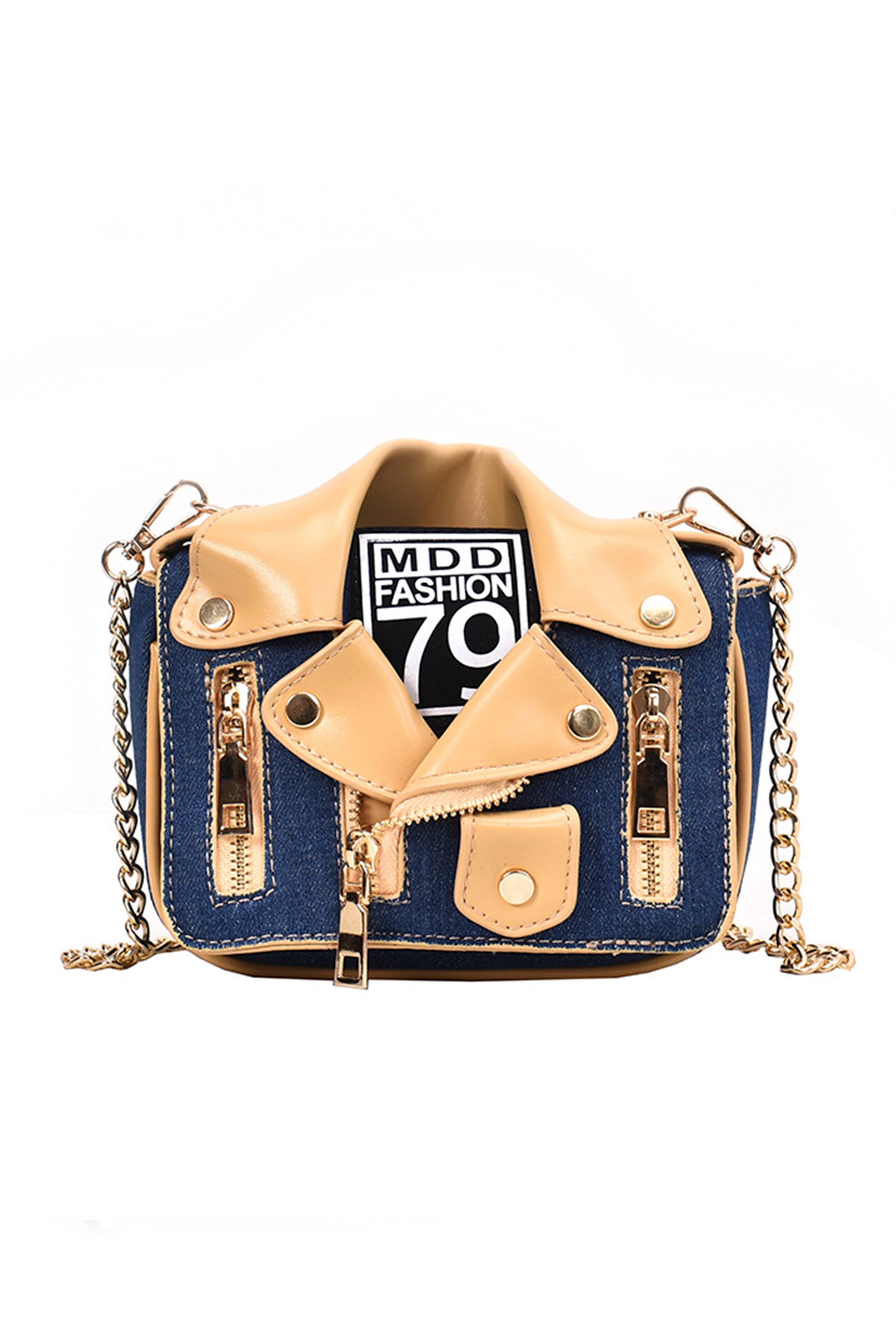 Bolso bandolera de piel sintética tipo chaqueta HB1198