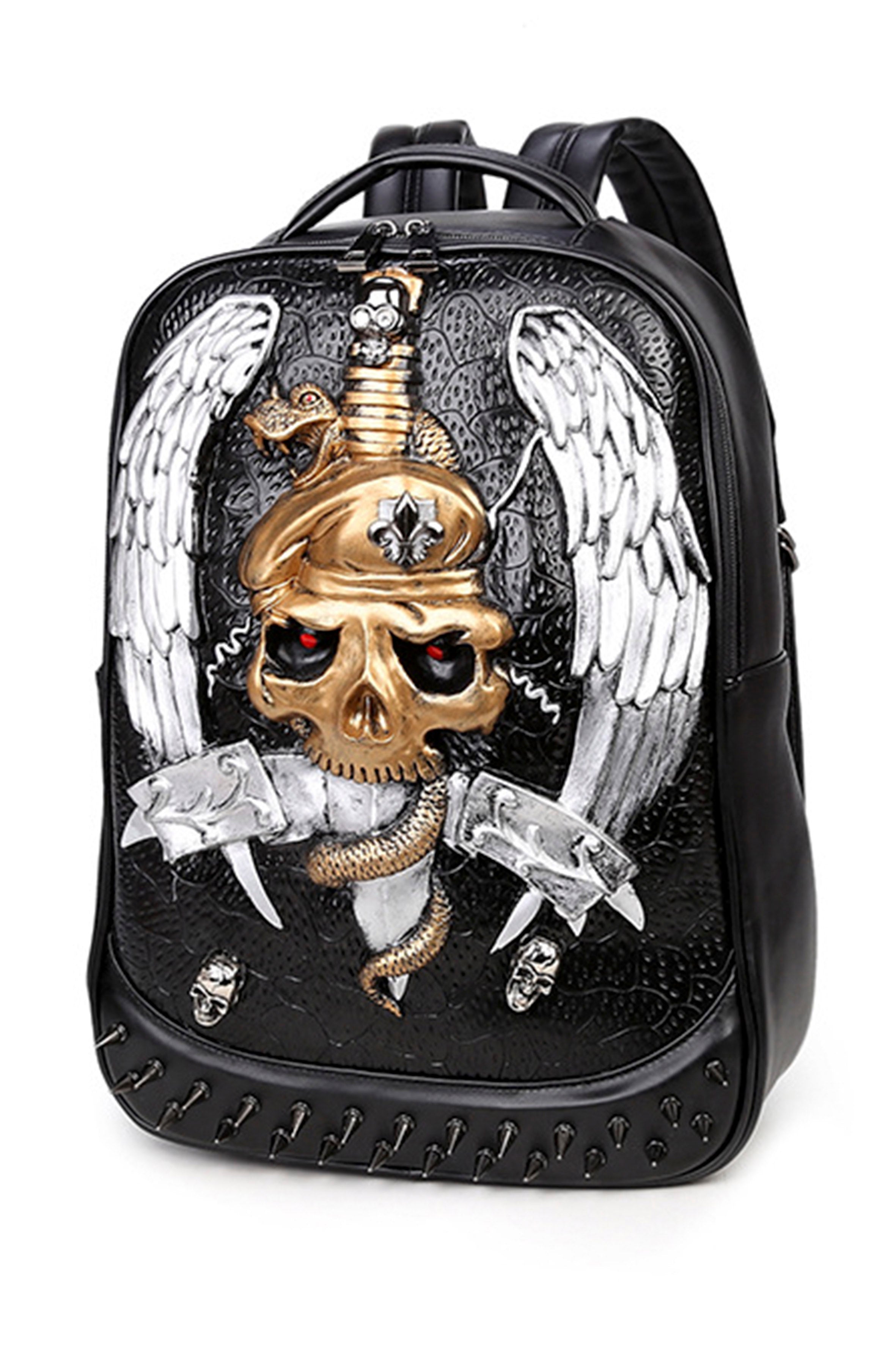 Mochila de piel sintética con forma de calavera HB1200