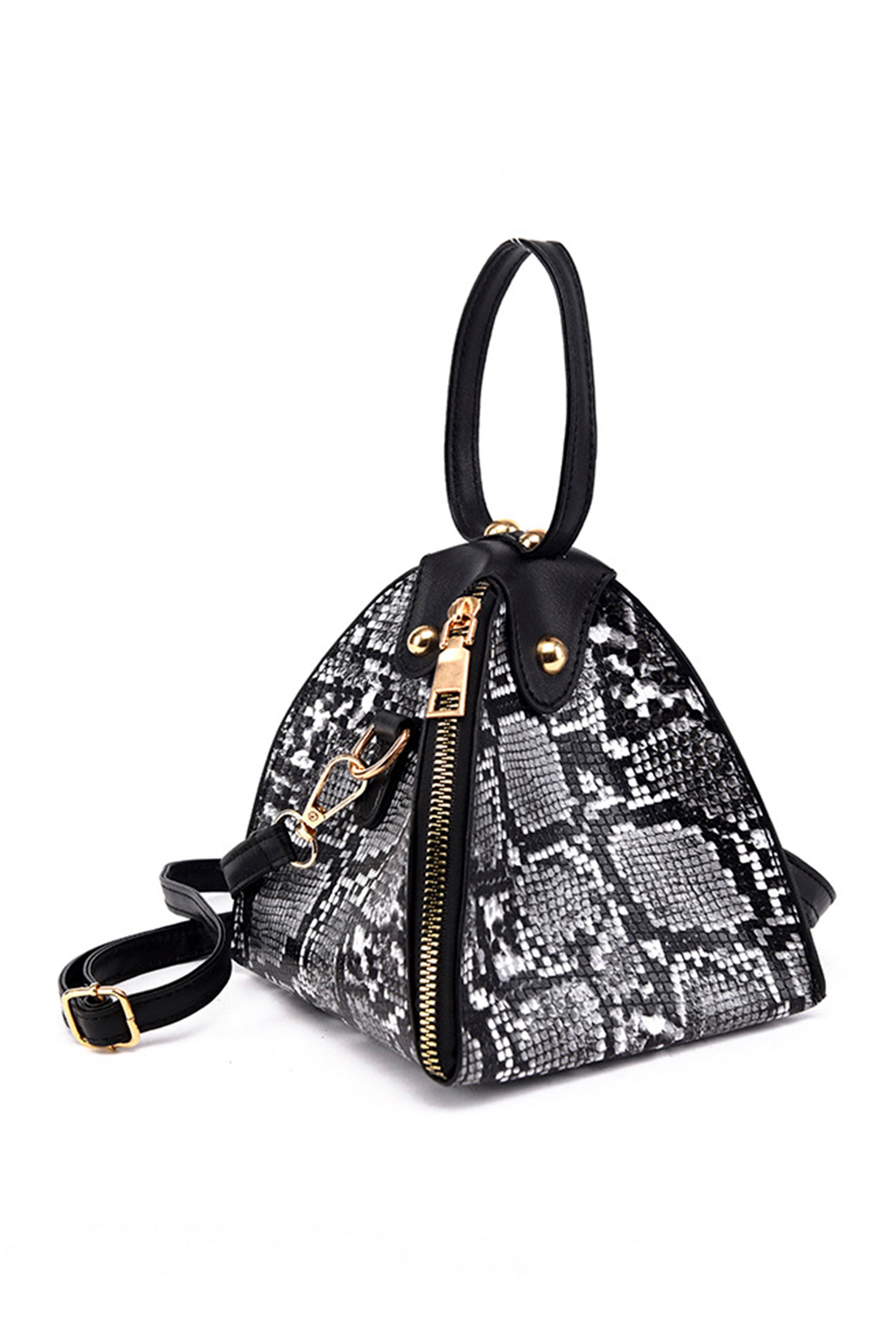 Bolso triangular con estampado de piel de serpiente HB1313