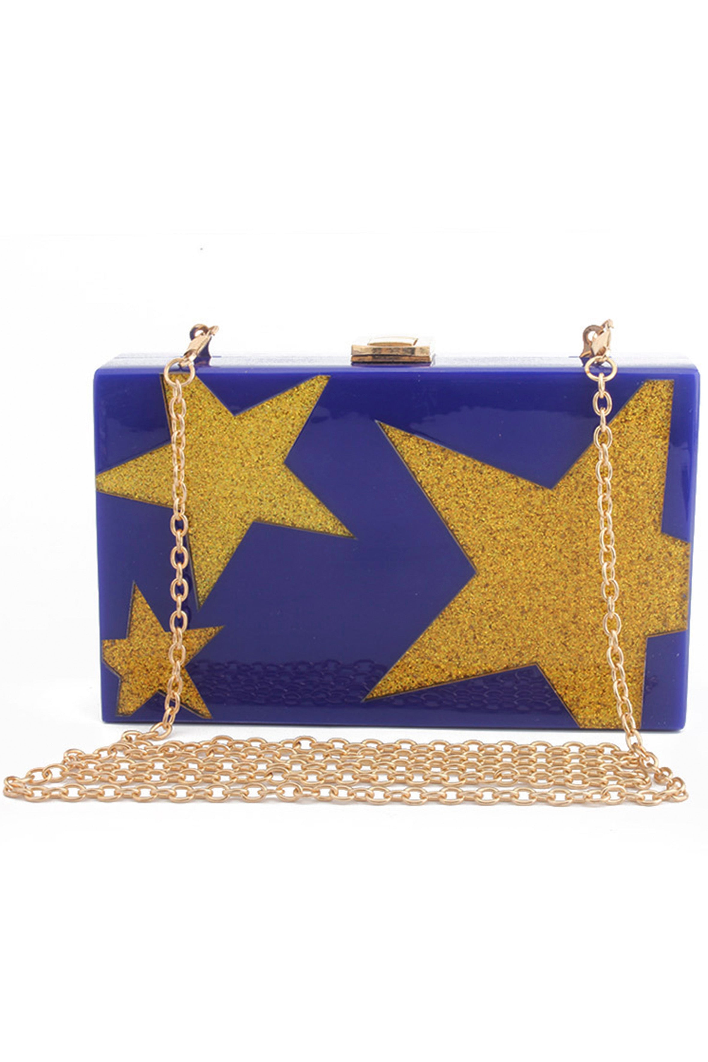 Bolso de noche rectangular de acrílico con forma de estrella HB1383