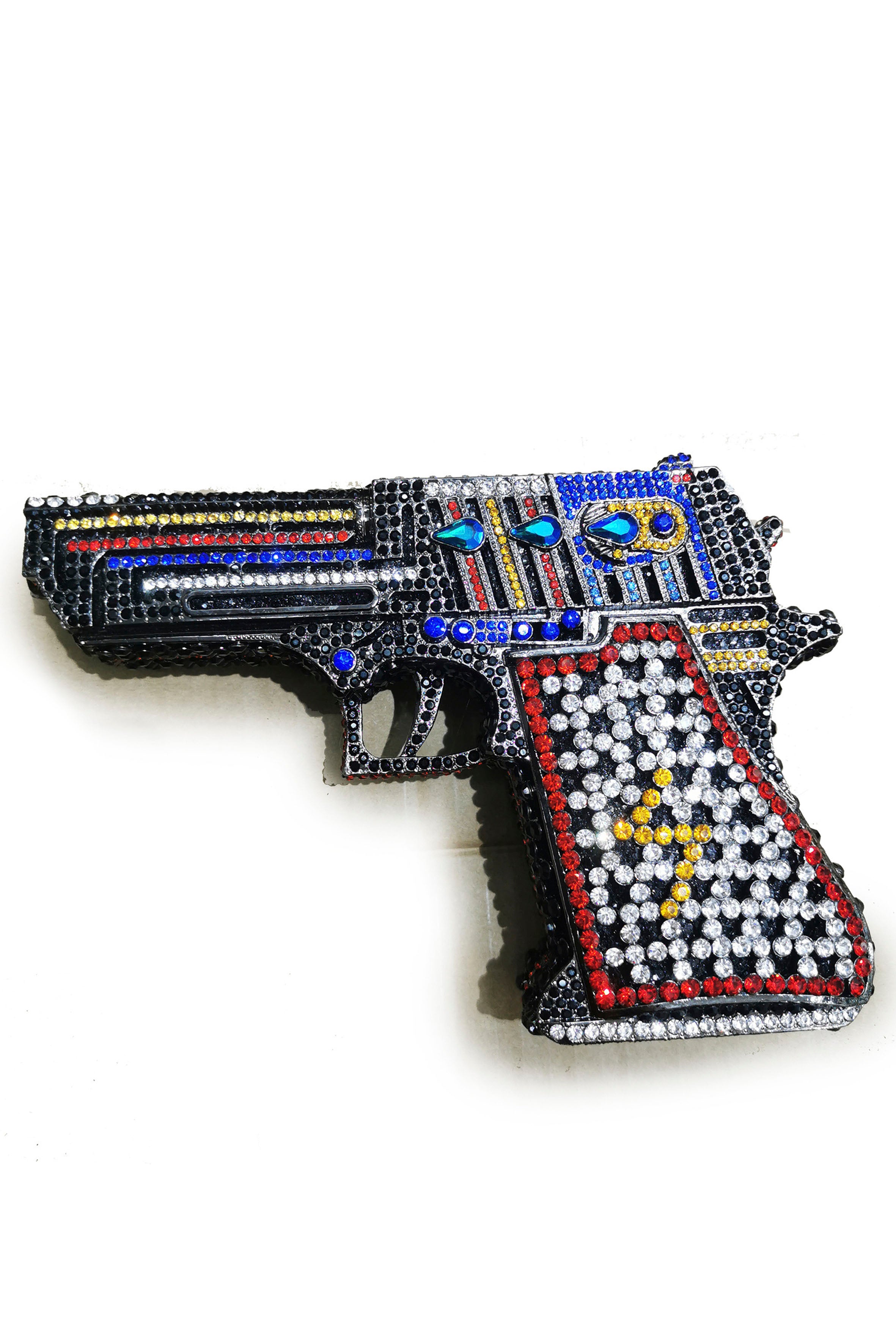 Bolso de noche con diamantes de imitación tipo pistola HB1450