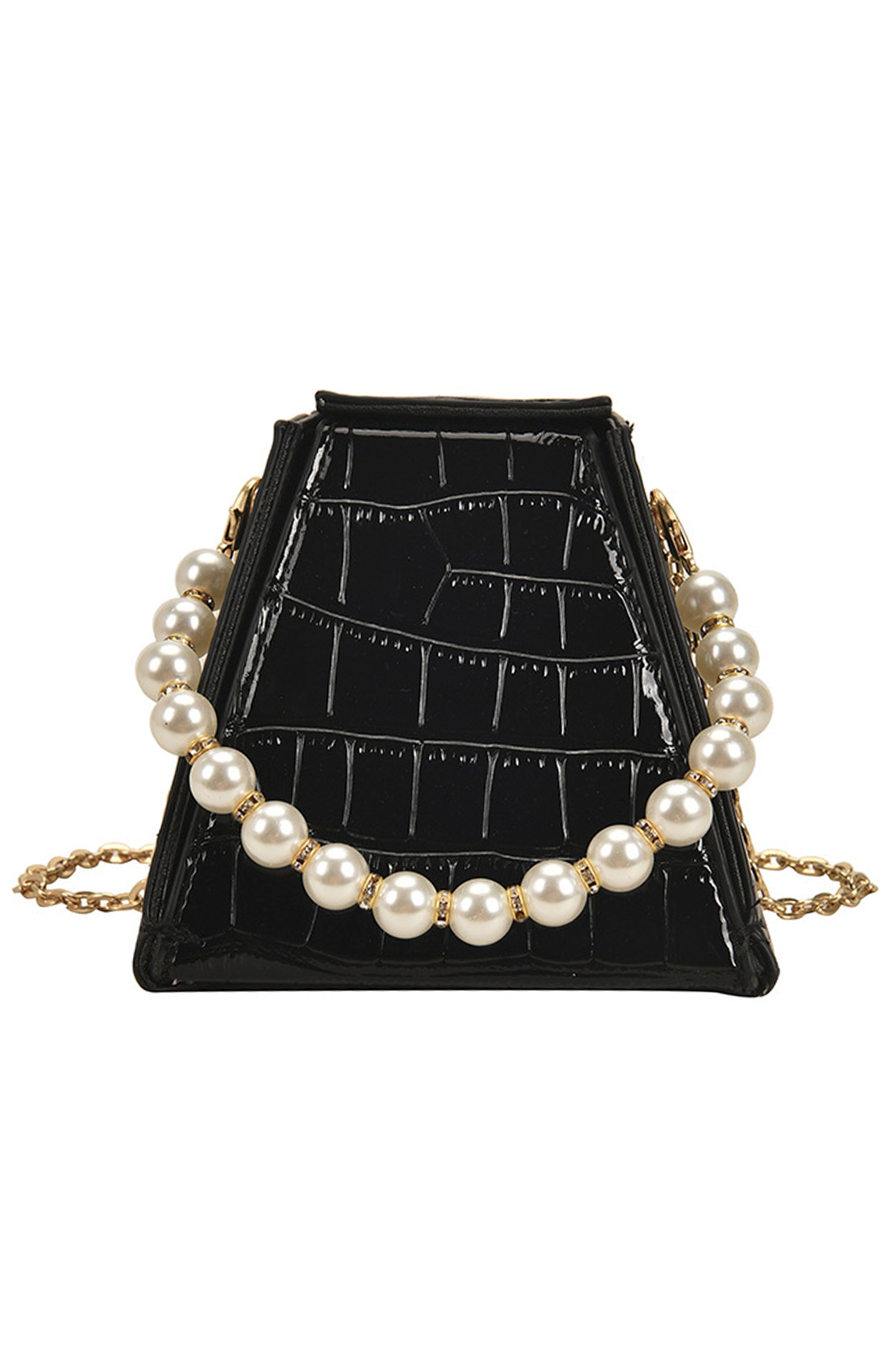 Bolso de piel con forma de triángulo y estampado de piedras HB1583