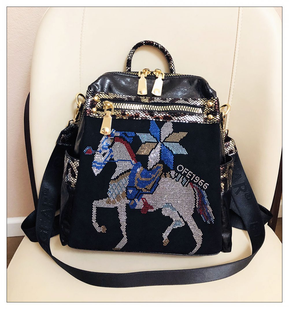 Mochila/bolso bandolera con diamantes de imitación de caballo HB1674