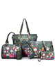 Conjunto de seis bolsos con estampado de bosque