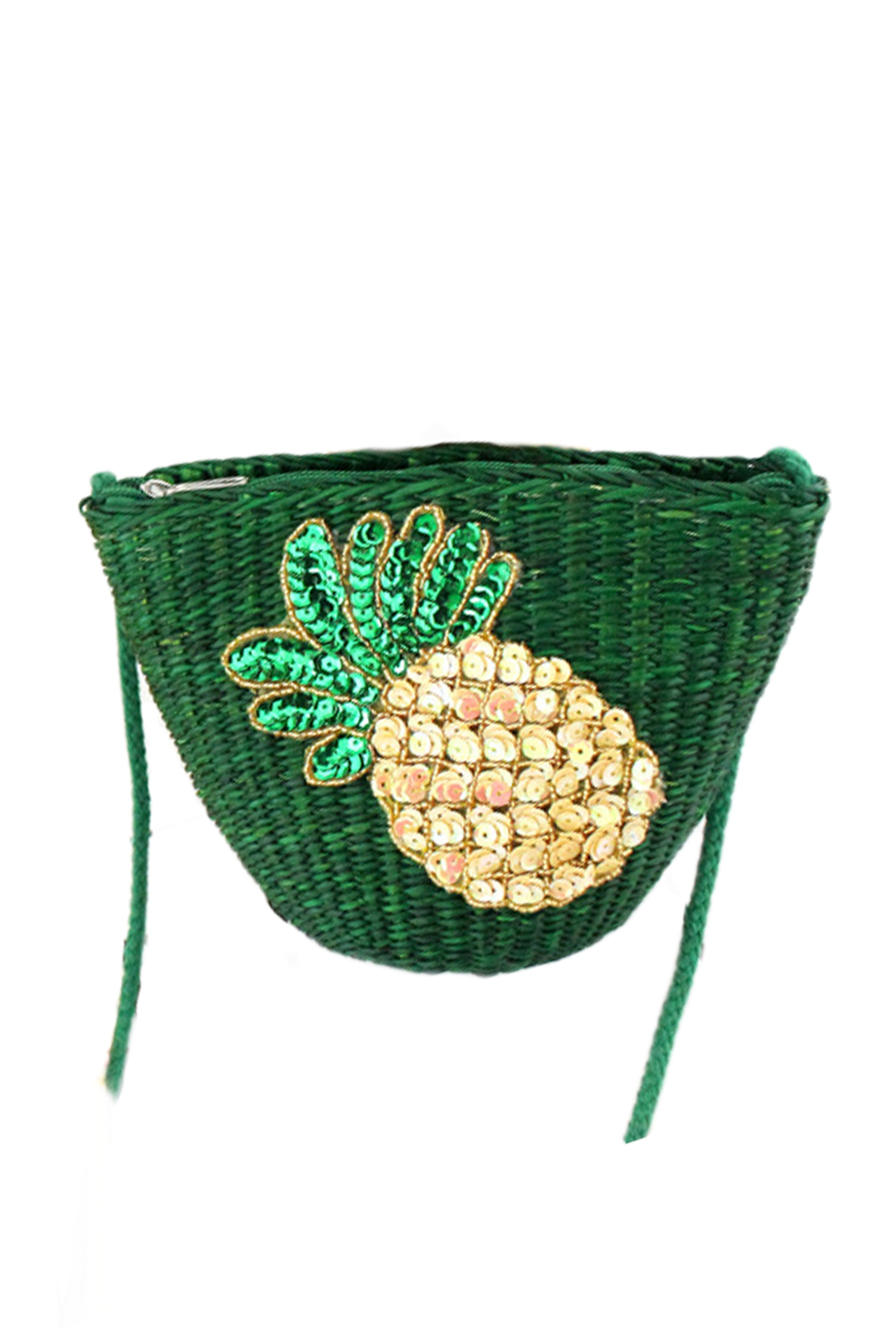 Bolso bandolera de paja con forma de piña HB1812