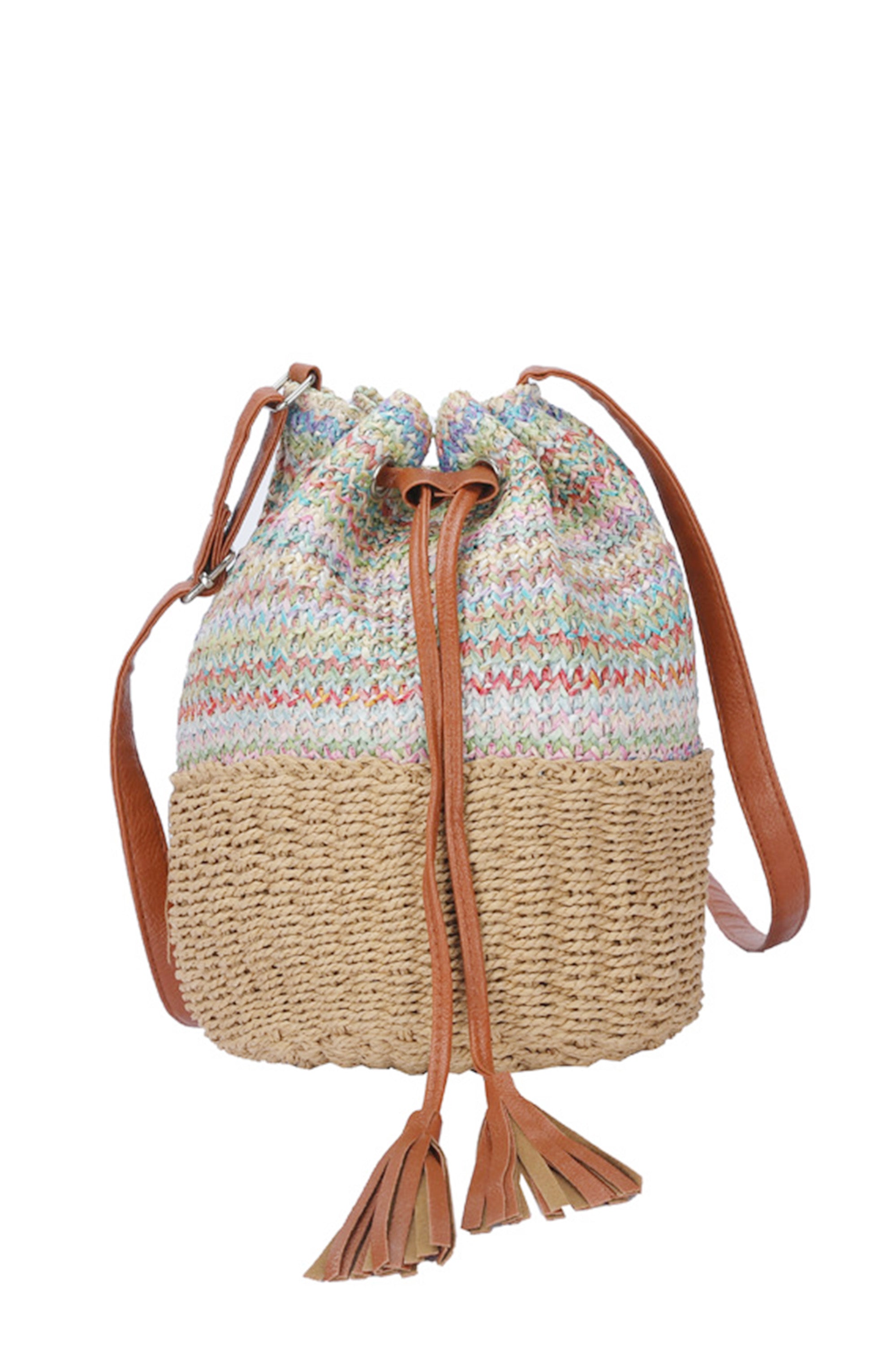 Bolso de paja con borlas HB1813