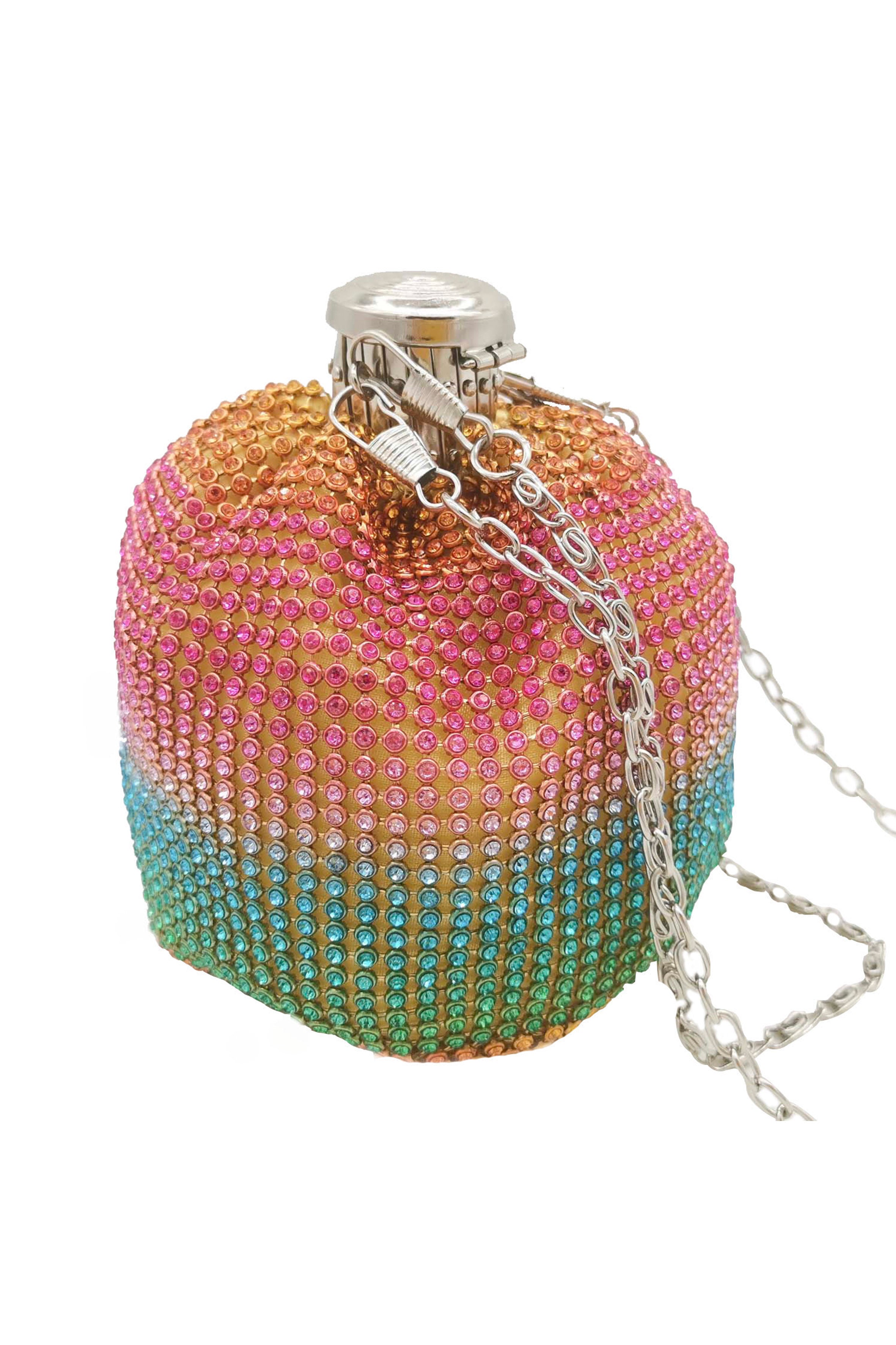 Bolso de noche con diamantes de imitación y diseño de bandera HB1884