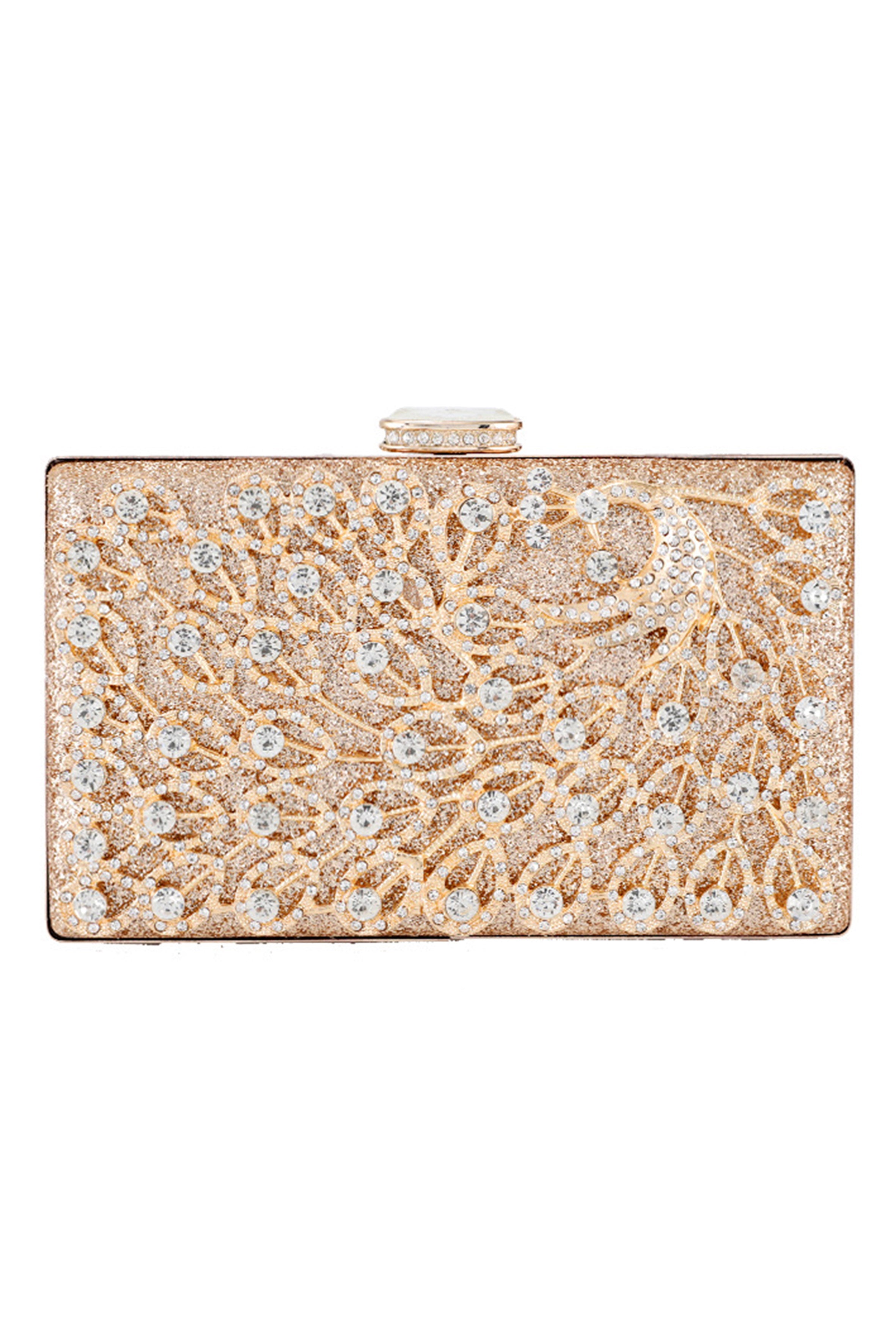 Bolso de noche con diamantes de imitación y diseño de pavo real HB1946