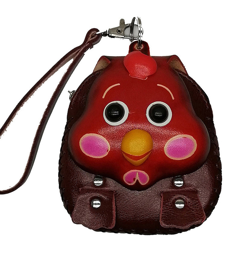 Monedero de piel de vaca con signos del zodiaco de pollitos HB2003