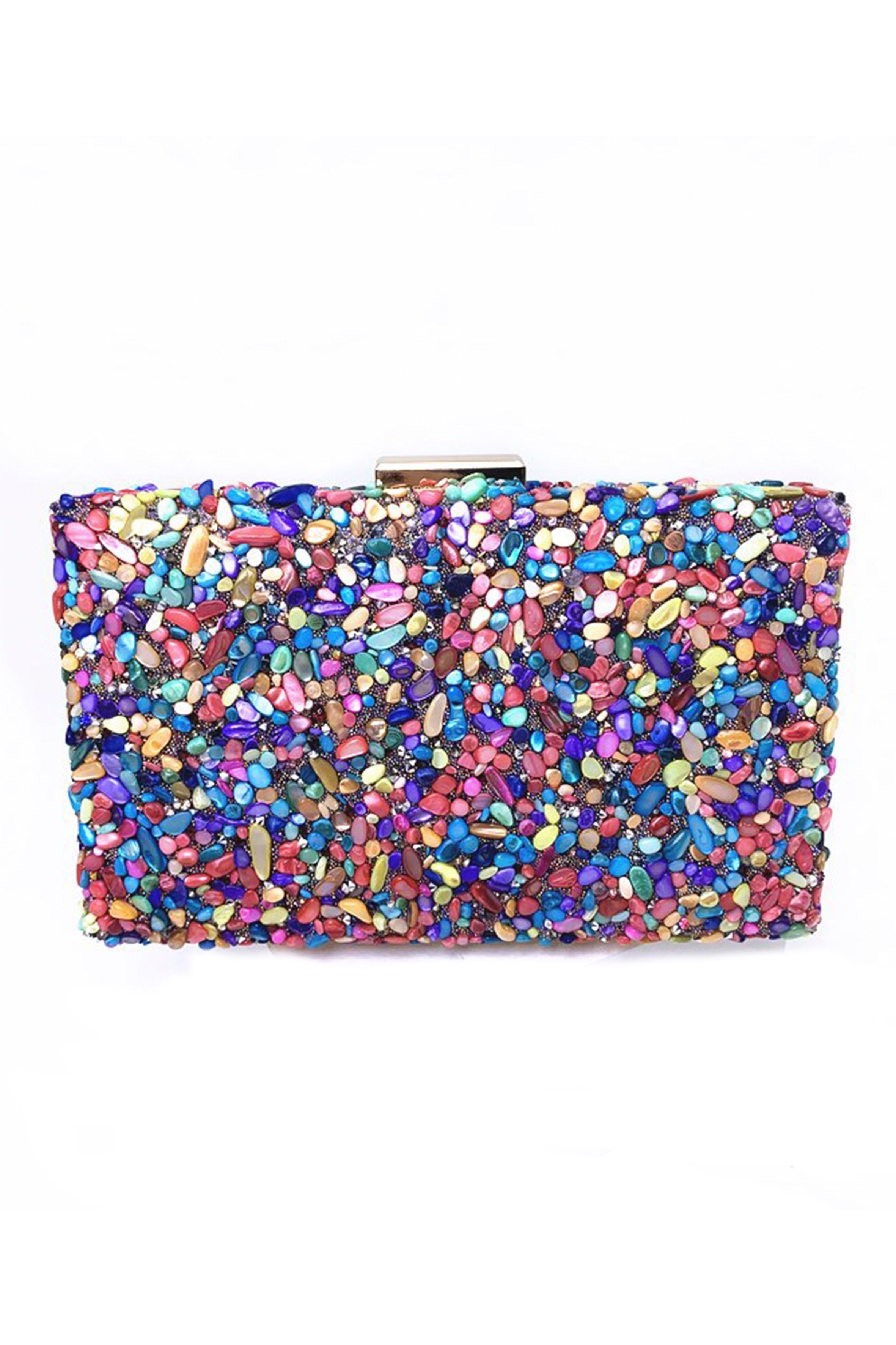 Bolso de noche con cuentas de piedra HB2187