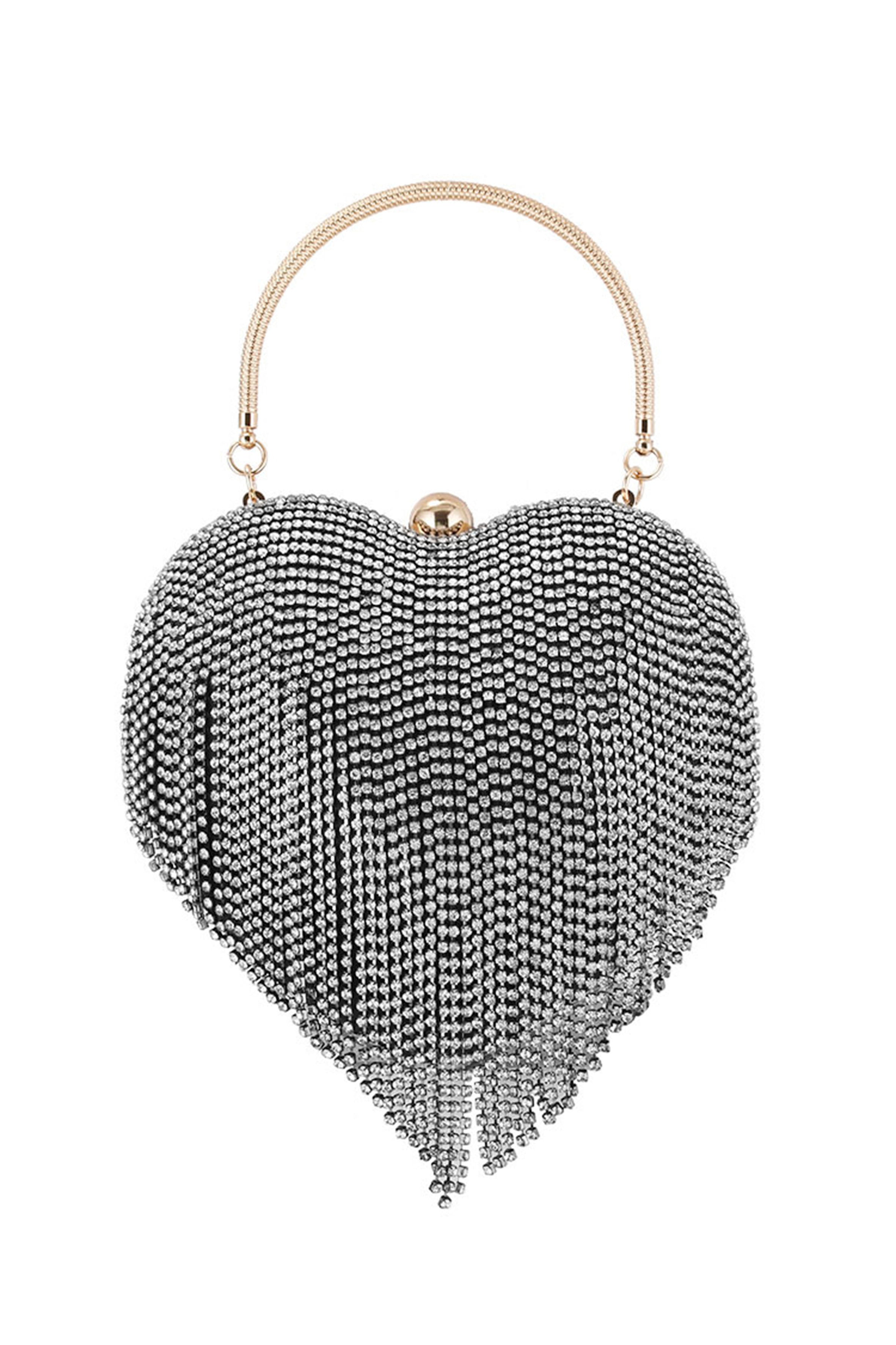 Bolso de noche con borlas y diamantes de imitación en forma de corazón HB2303