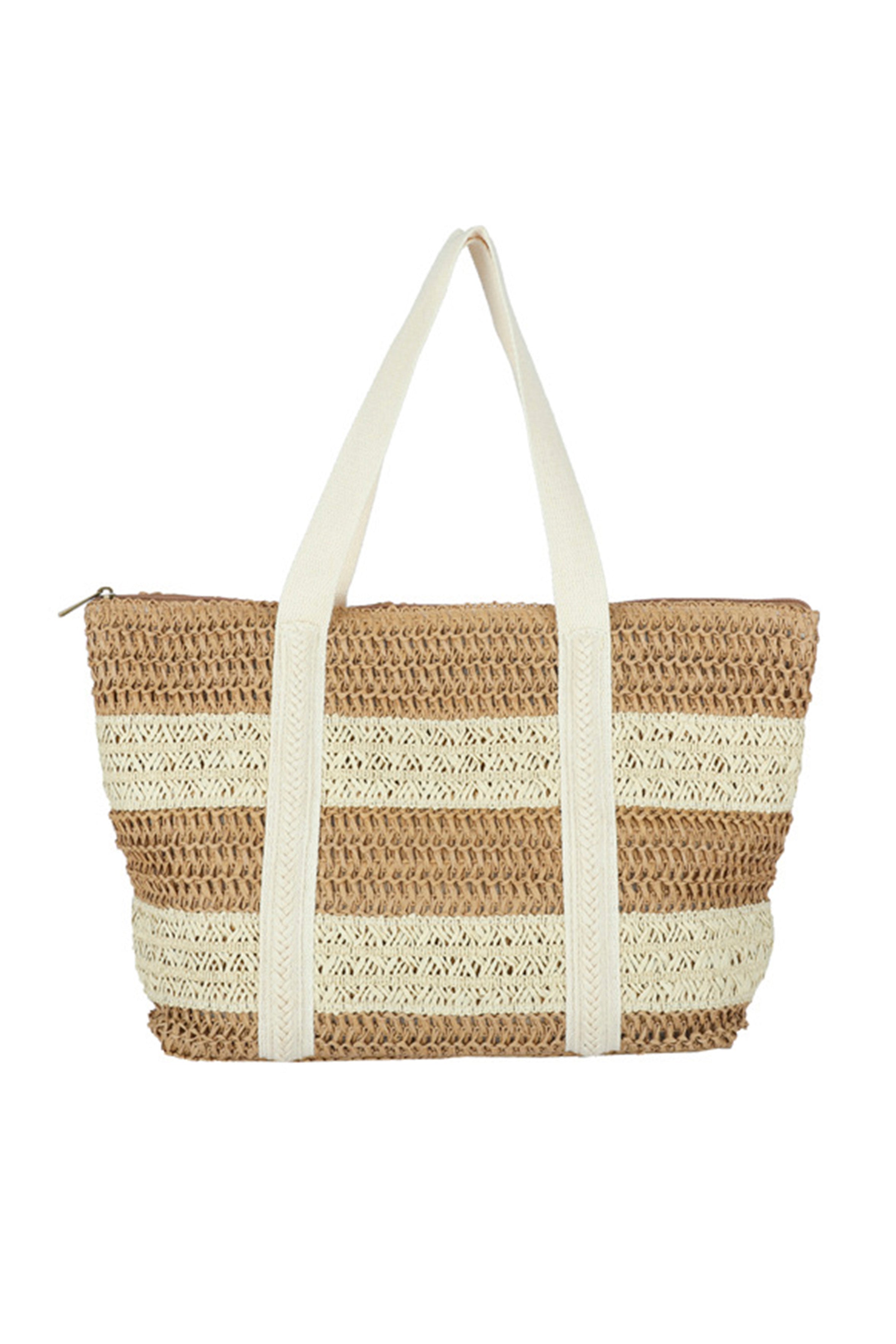 Bolso de playa de paja a rayas HB2369