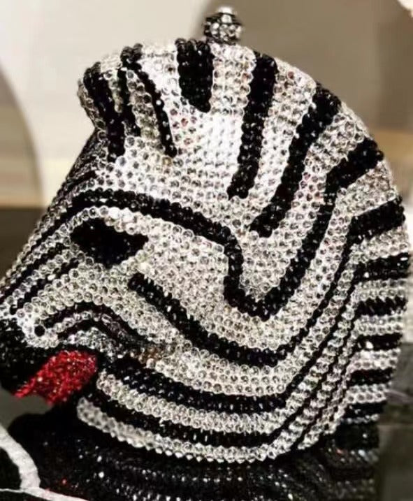 Bolso de noche con diamantes de imitación Golden Horse HZebra HB2407