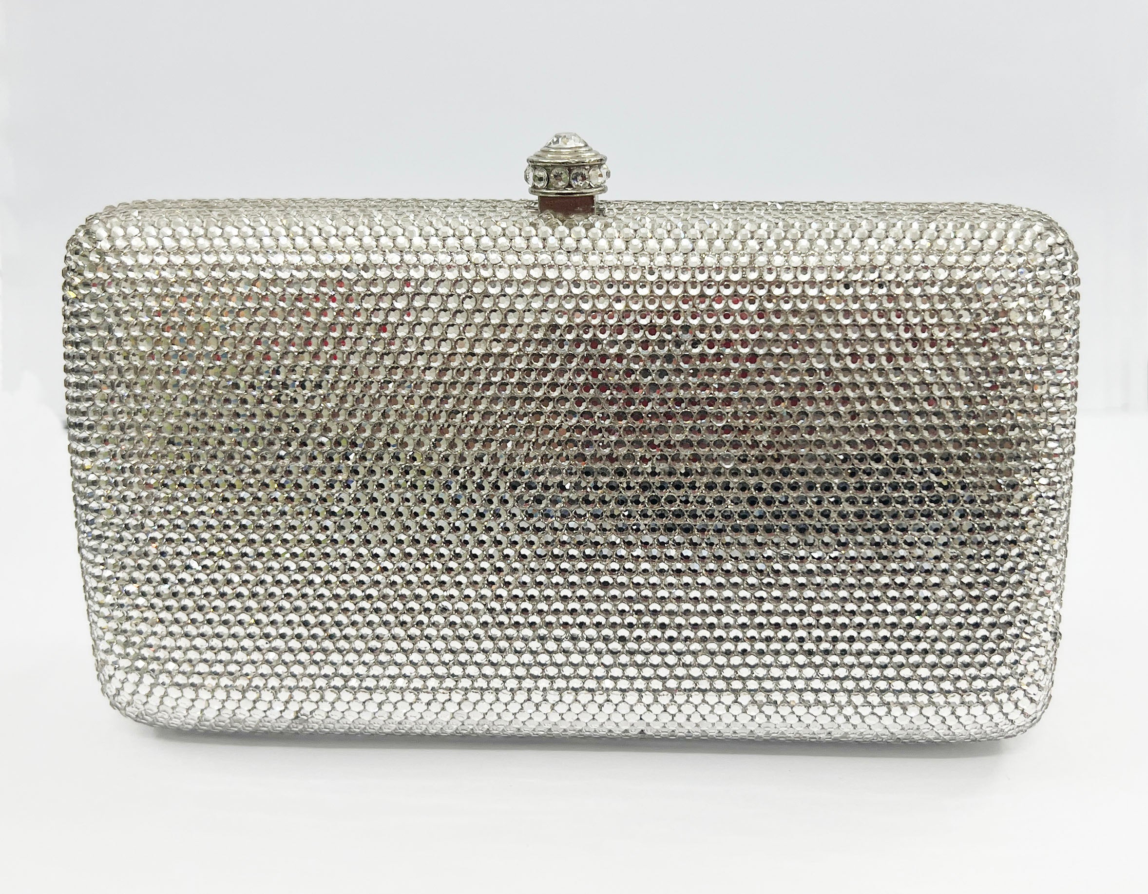 Bolso de noche rectangular redondeado plateado HB2408