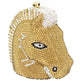 Bolso de noche con cabeza de caballo dorada y diamantes de imitación HB2431