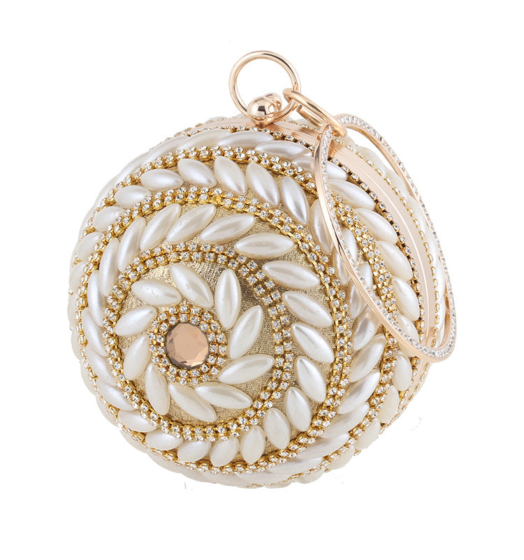 Bolso de noche con bola de perla y diamantes de imitación HB2466