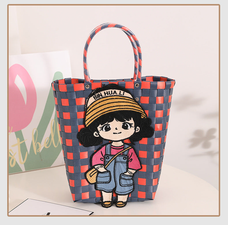 Bolso de mano trenzado de paja para niña HB2488