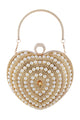 Bolso de noche con corazón de diamantes de imitación y perlas HB2534